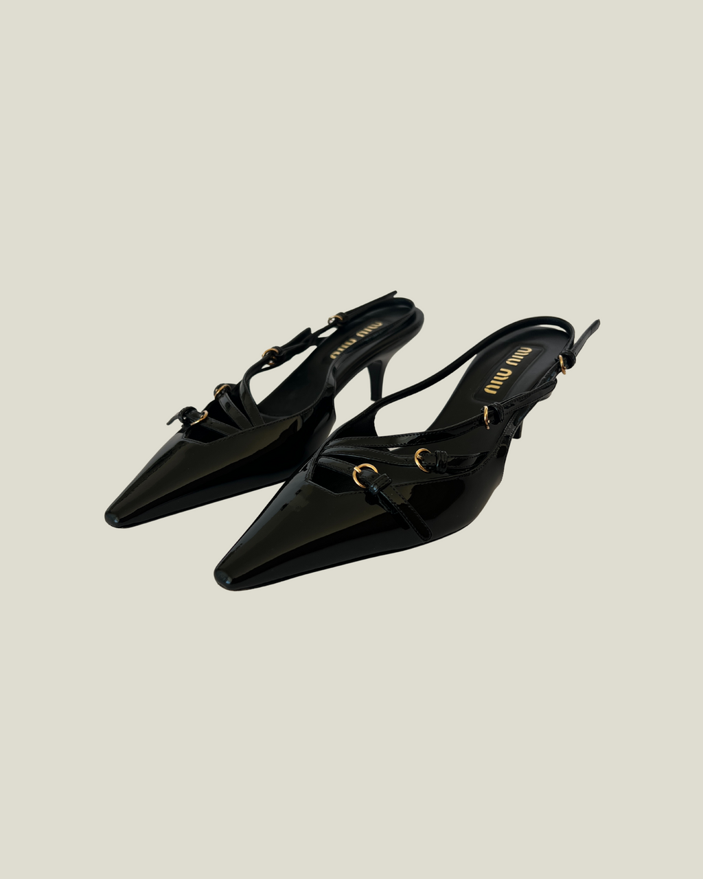 Miu Miu Patent Leather Slingbacks with Buckles