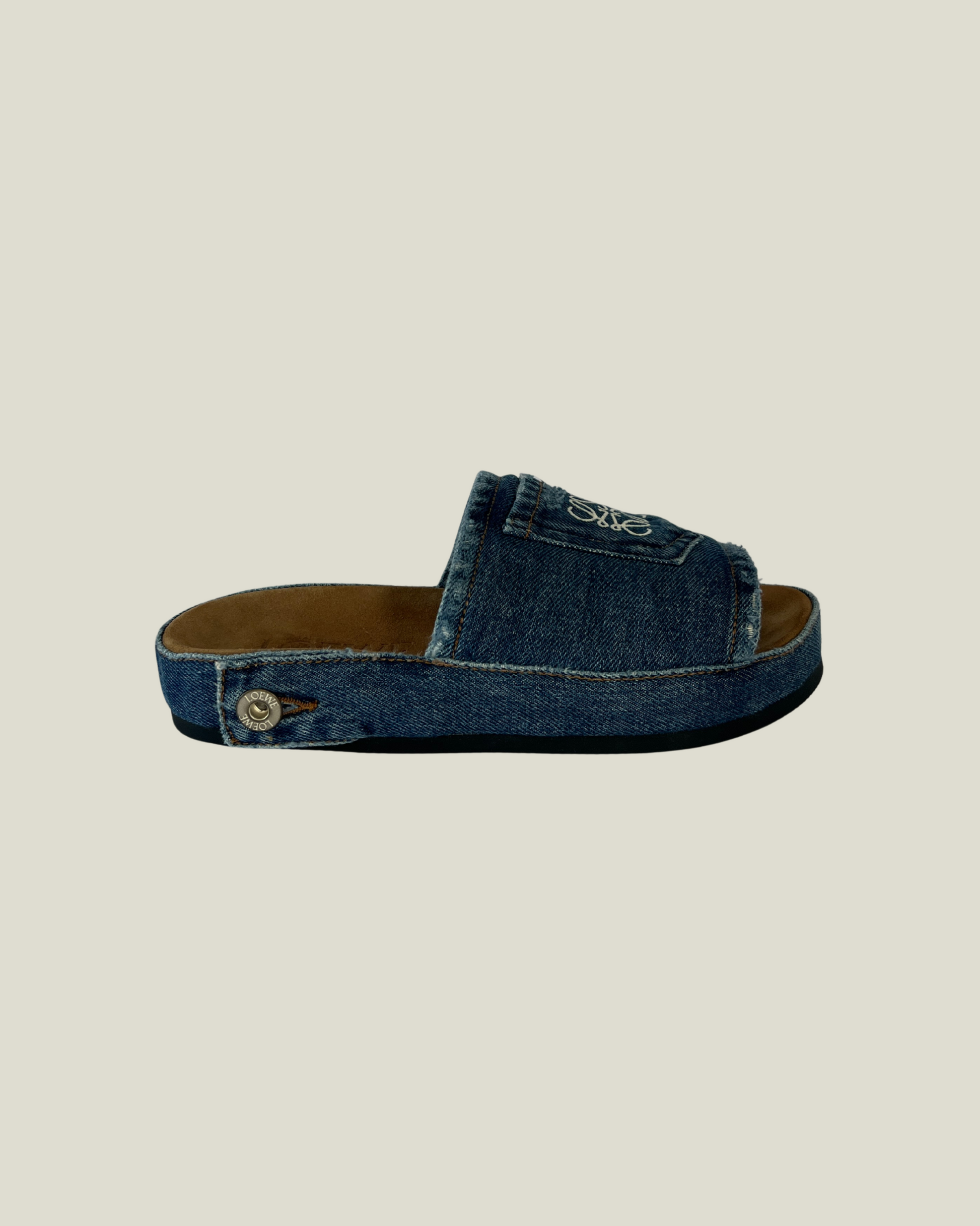 Loewe Destroyed Denim Slides