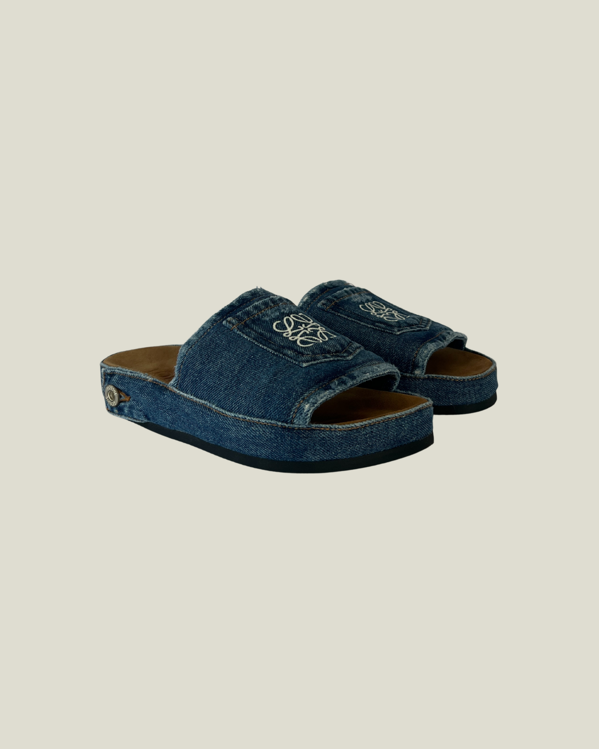 Loewe Destroyed Denim Slides