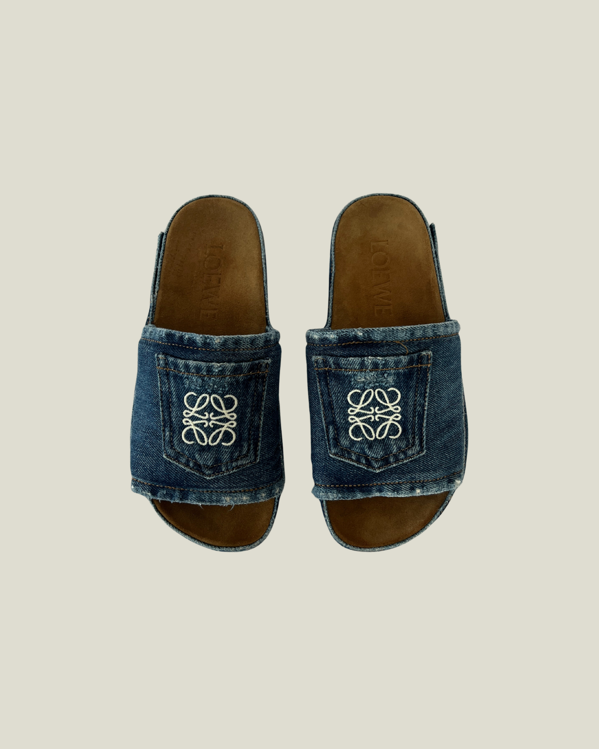 Loewe Destroyed Denim Slides