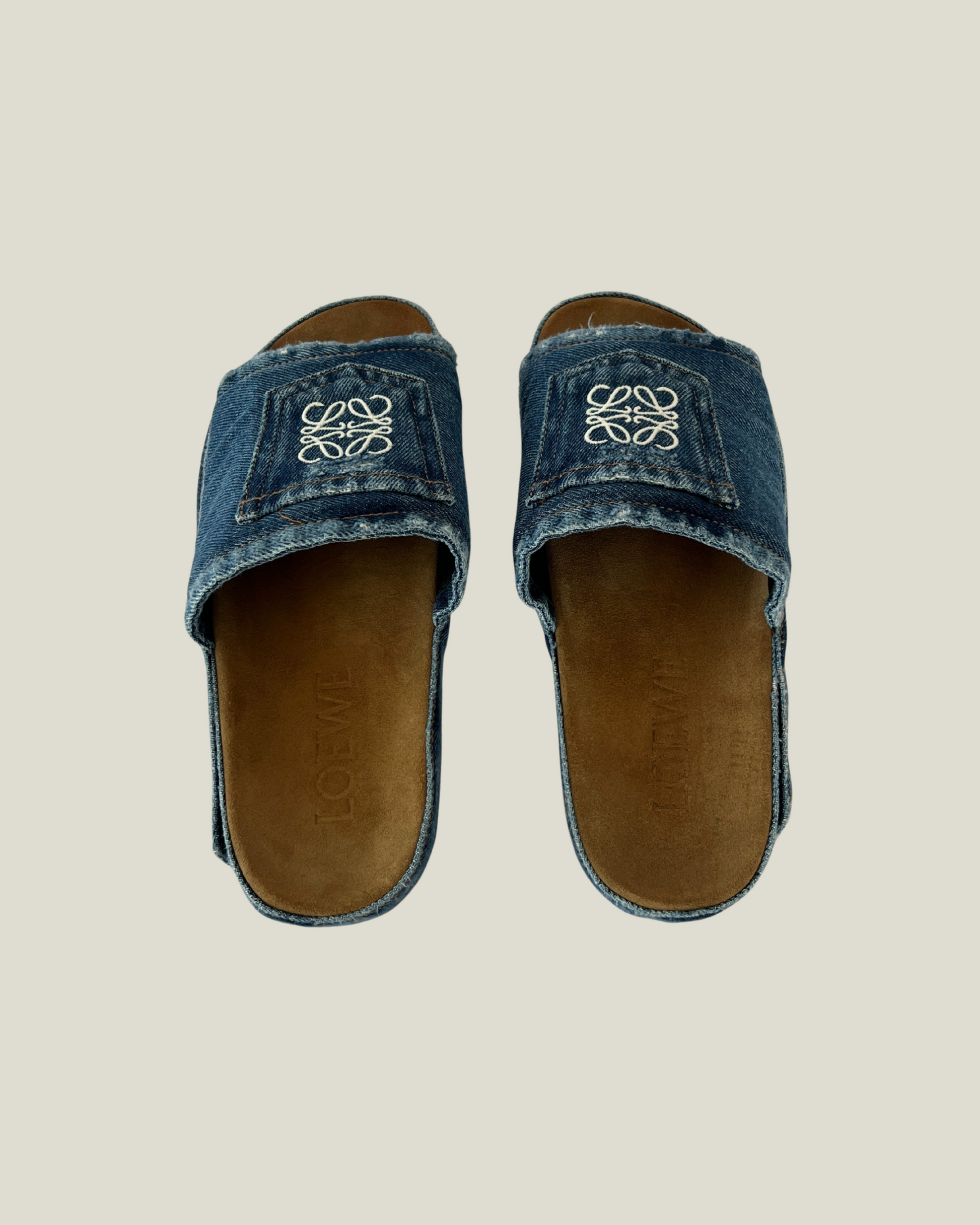 Loewe Destroyed Denim Slides