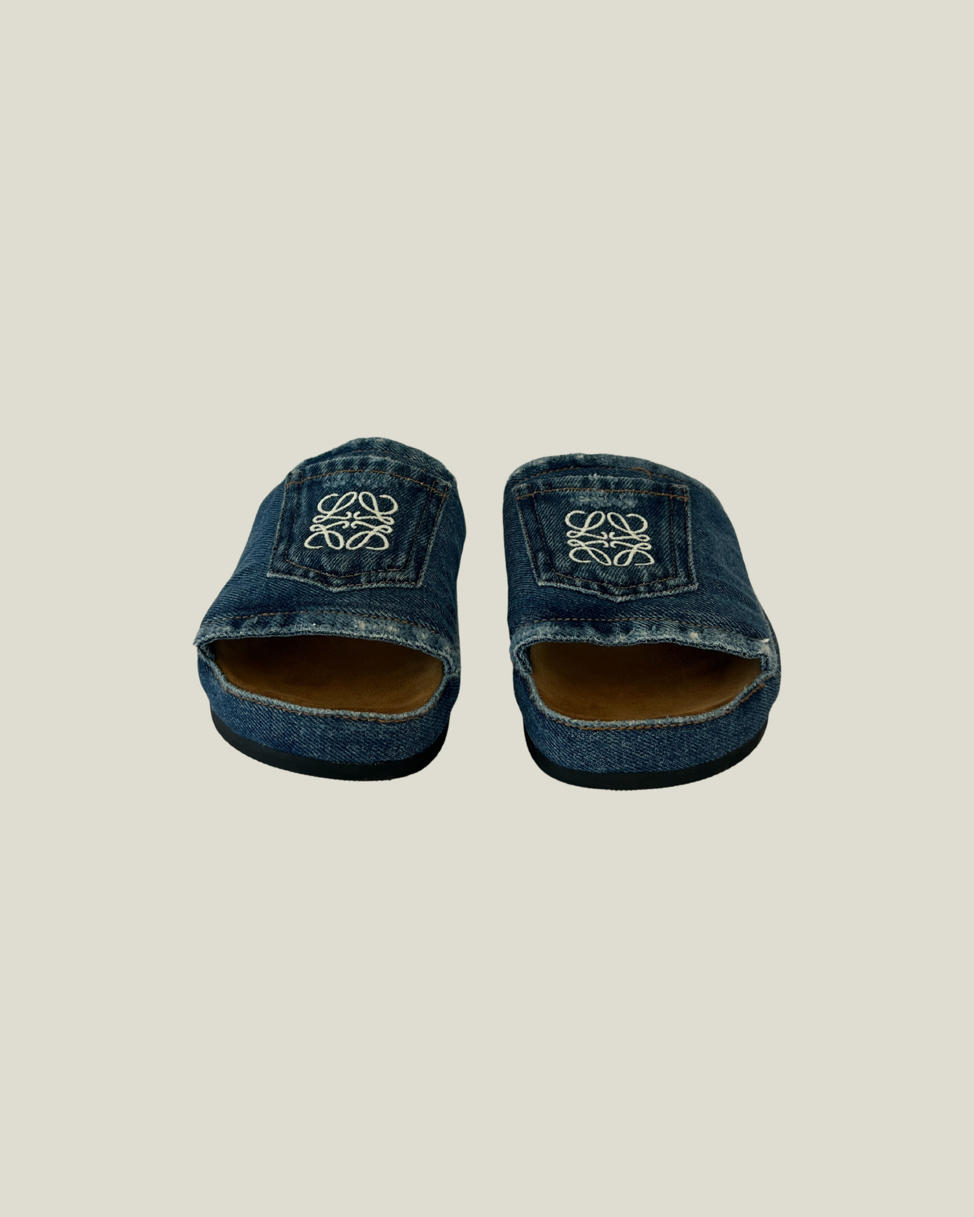 Loewe Destroyed Denim Slides
