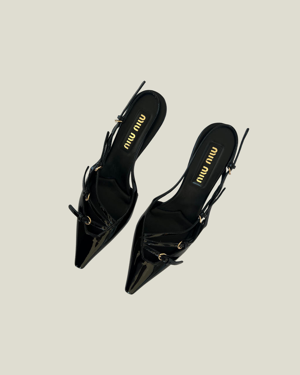 Miu Miu Patent Leather Slingbacks with Buckles