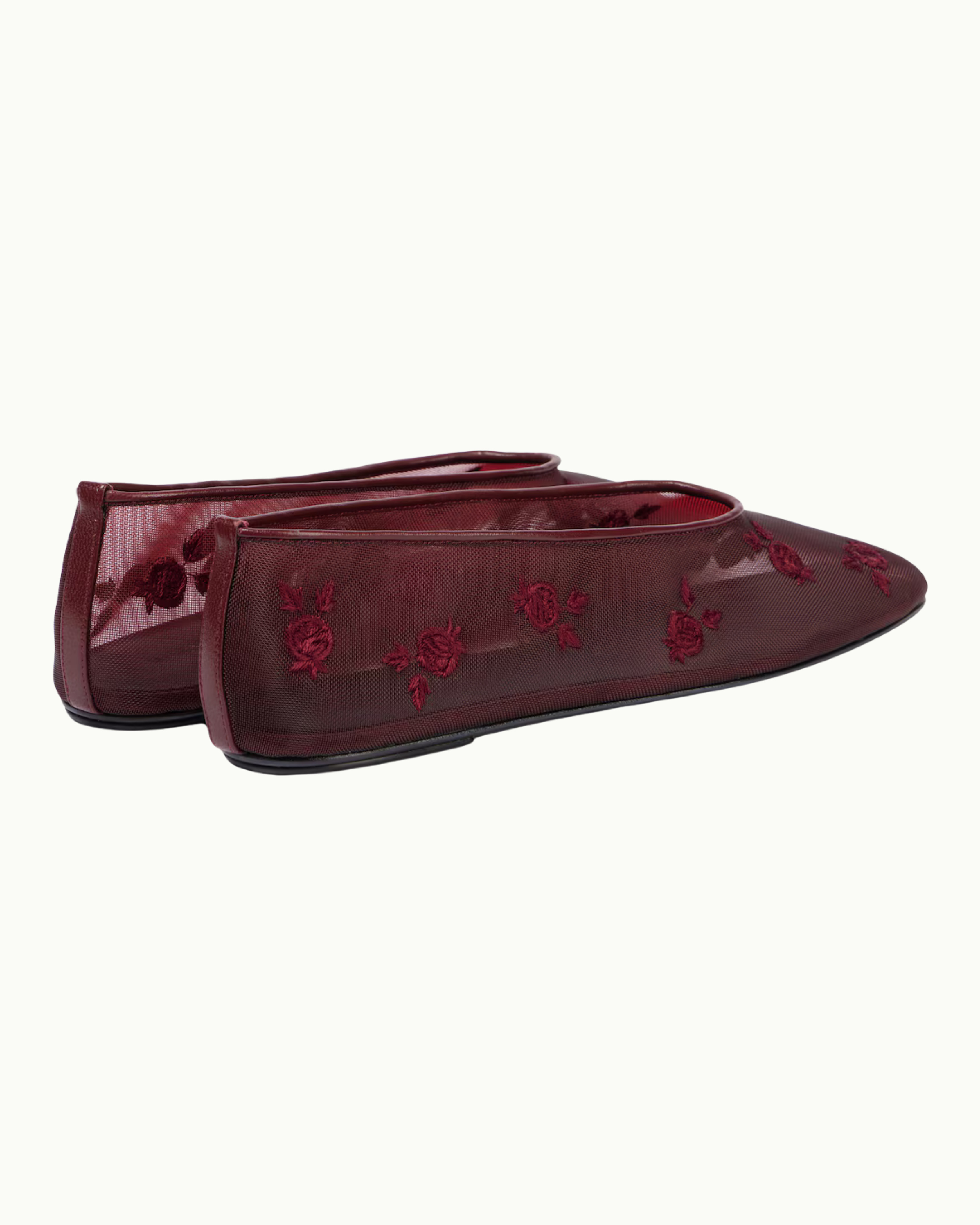 Embroidered Mesh Ballet Flats