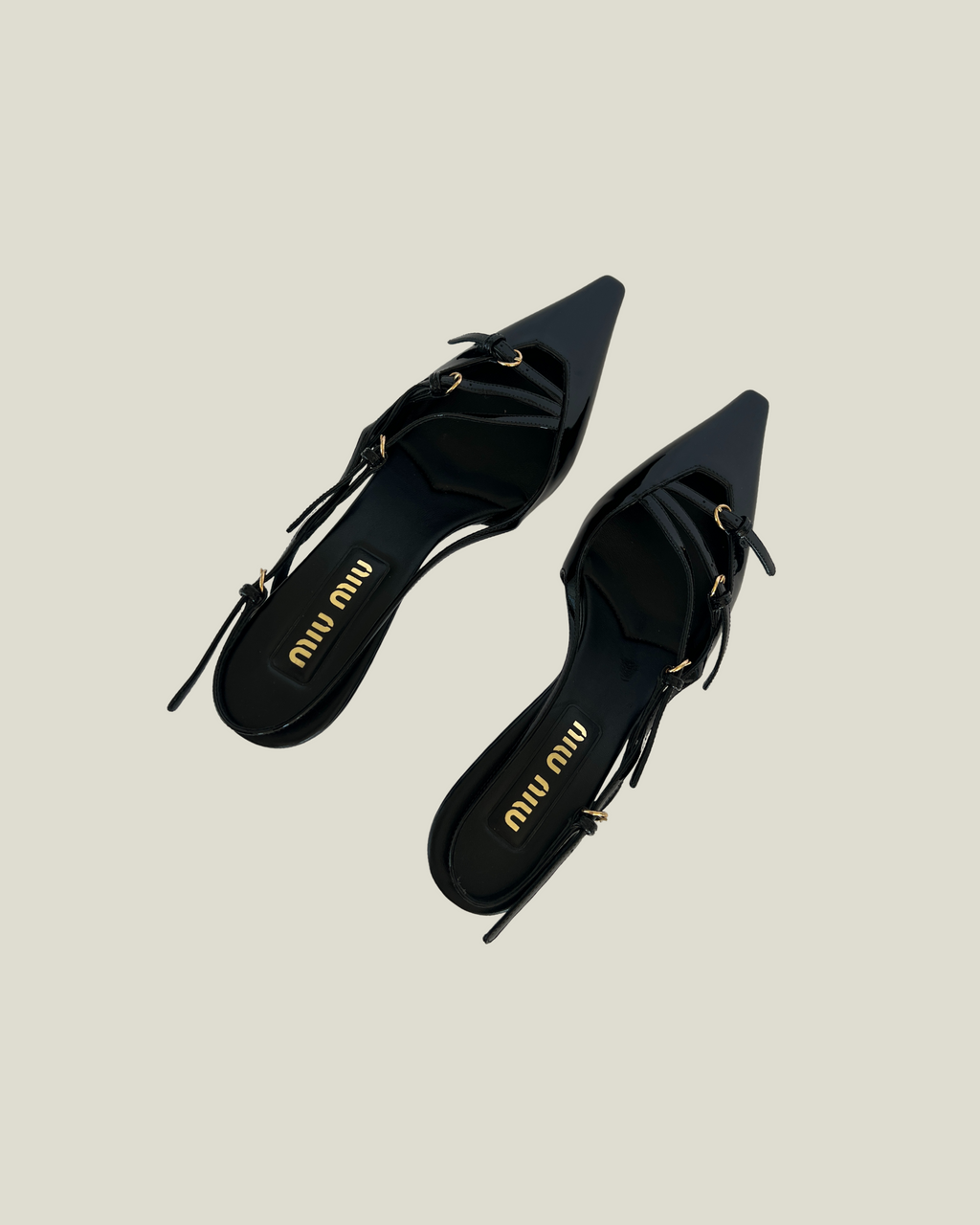 Miu Miu Patent Leather Slingbacks with Buckles