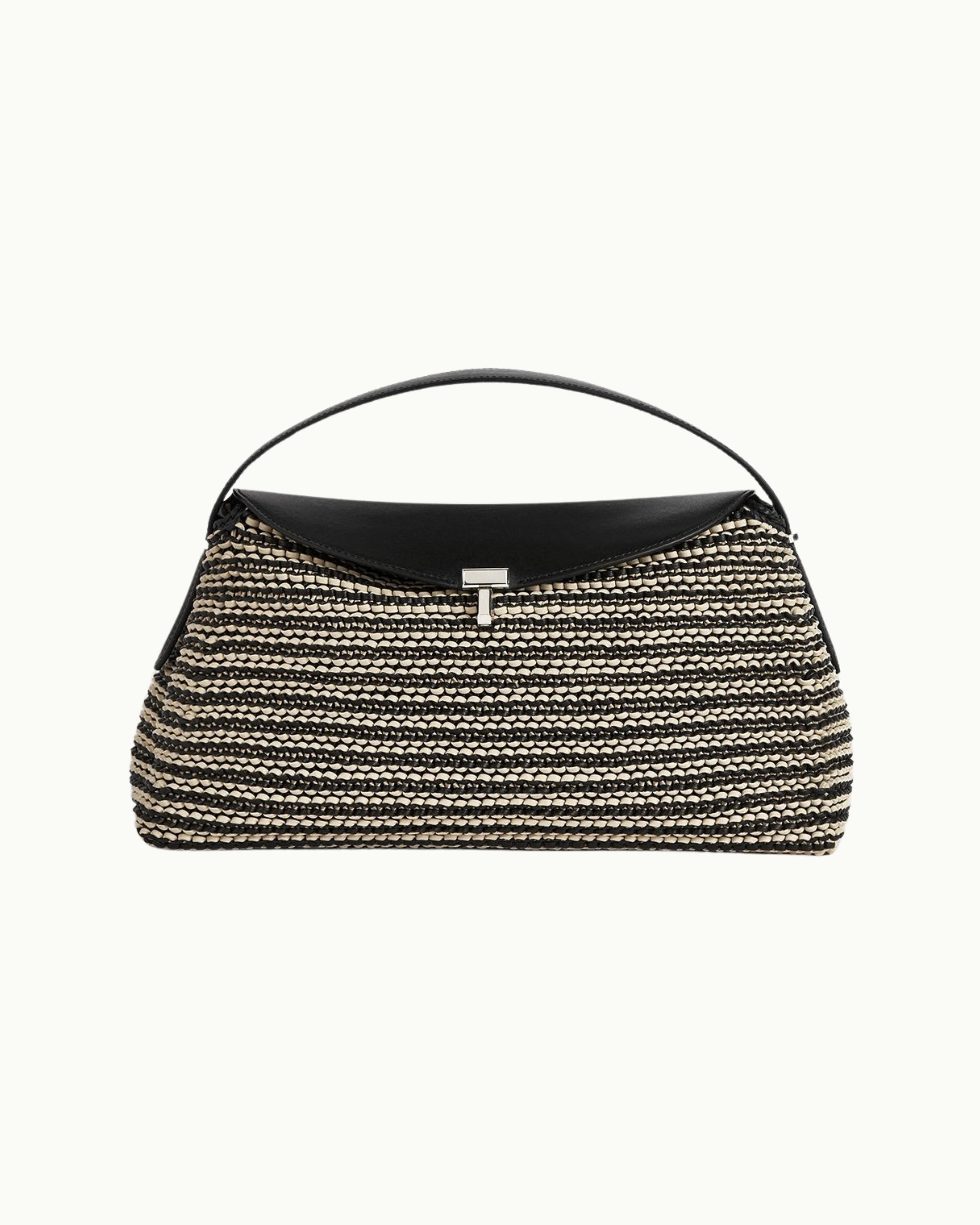 T-Lock Woven Leather Top Handle Bag