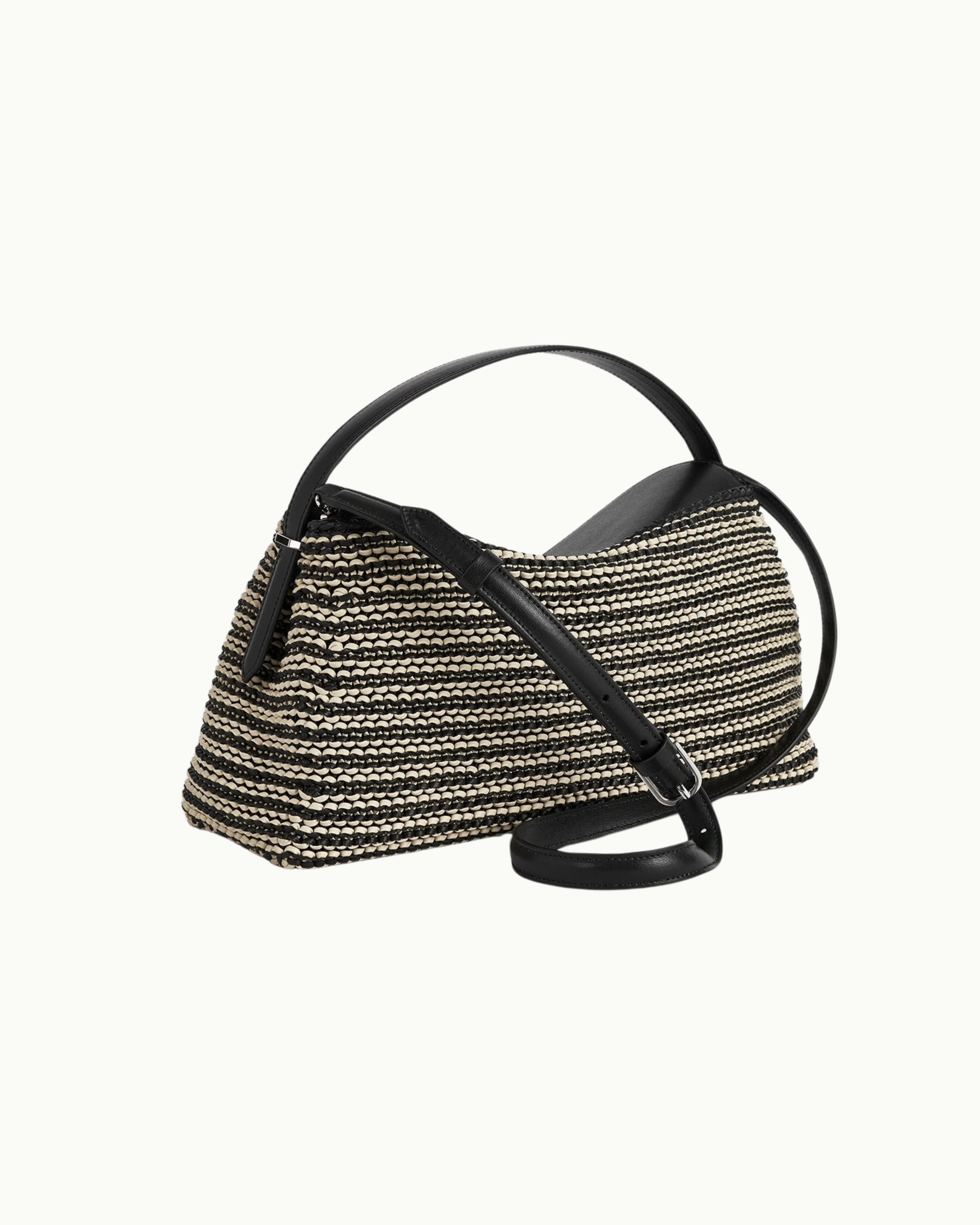 T-Lock Woven Leather Top Handle Bag
