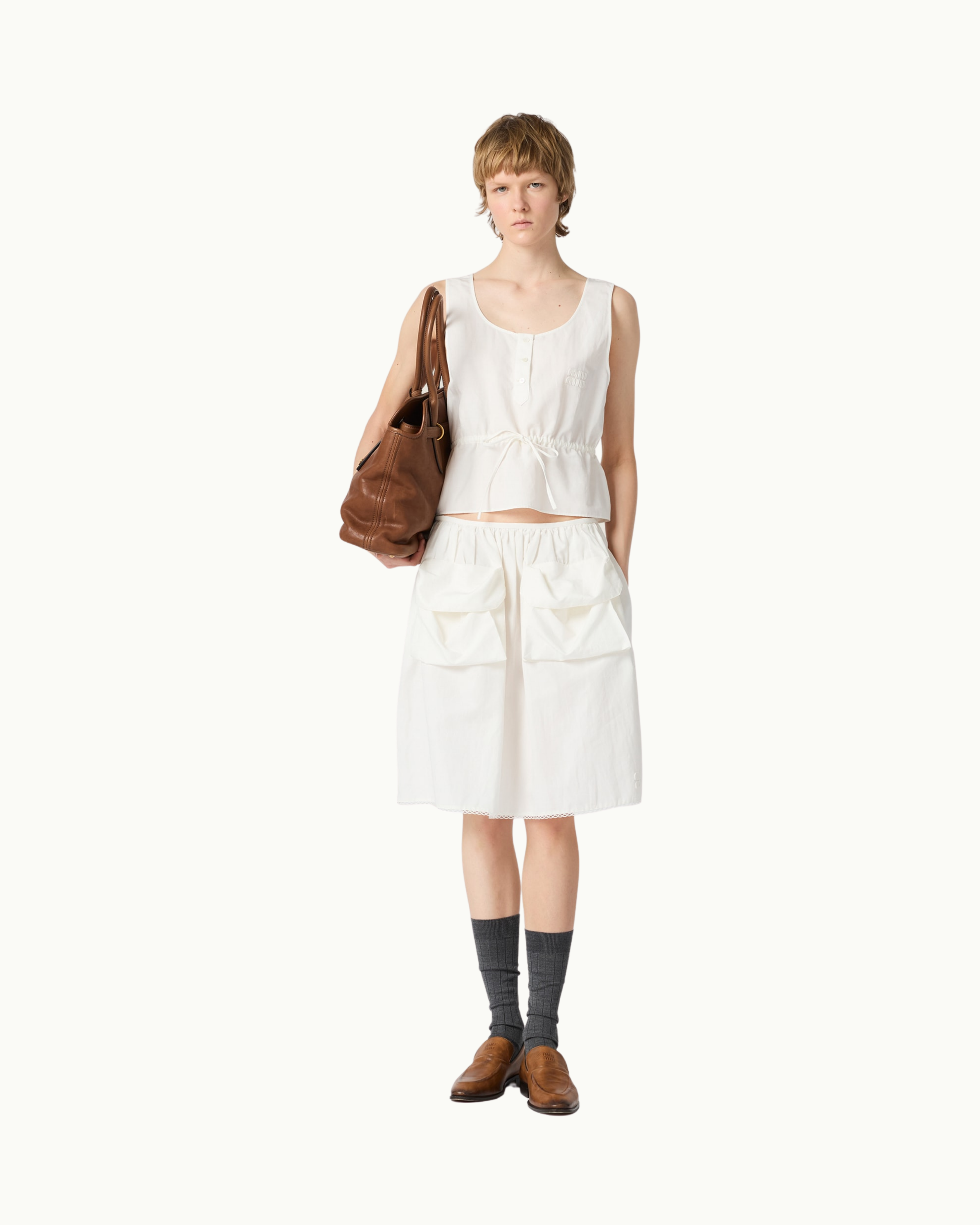 Slubbed Poplin Skirt