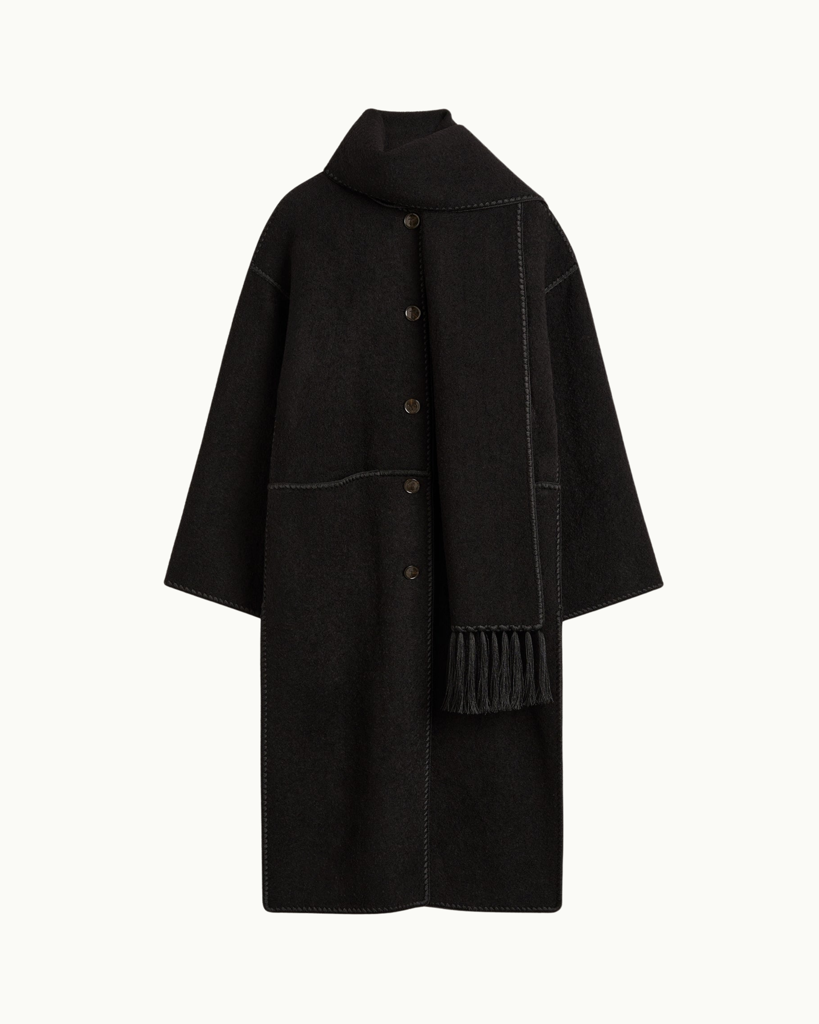 Embroidered Scarf Coat