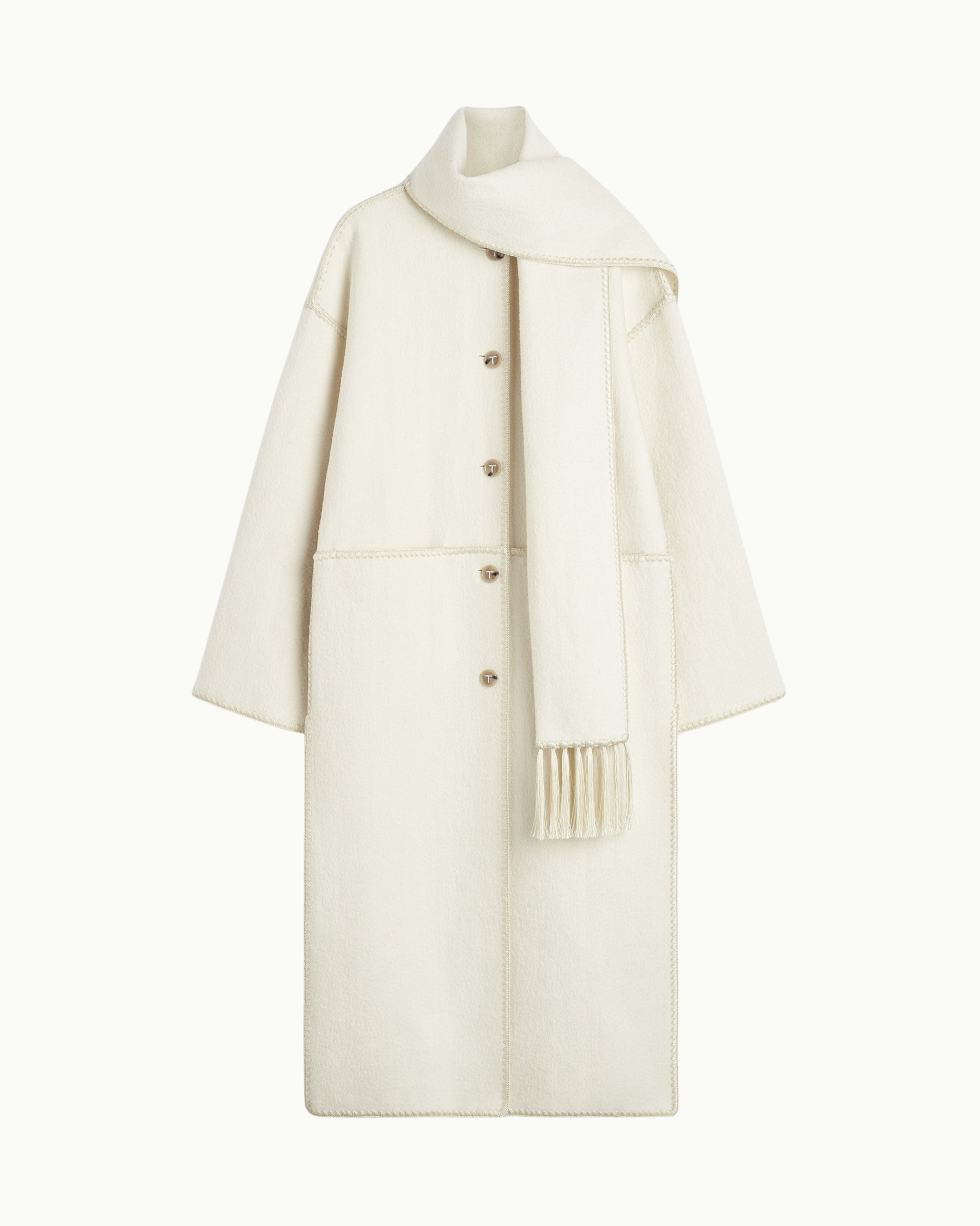 Embroidered Scarf Coat