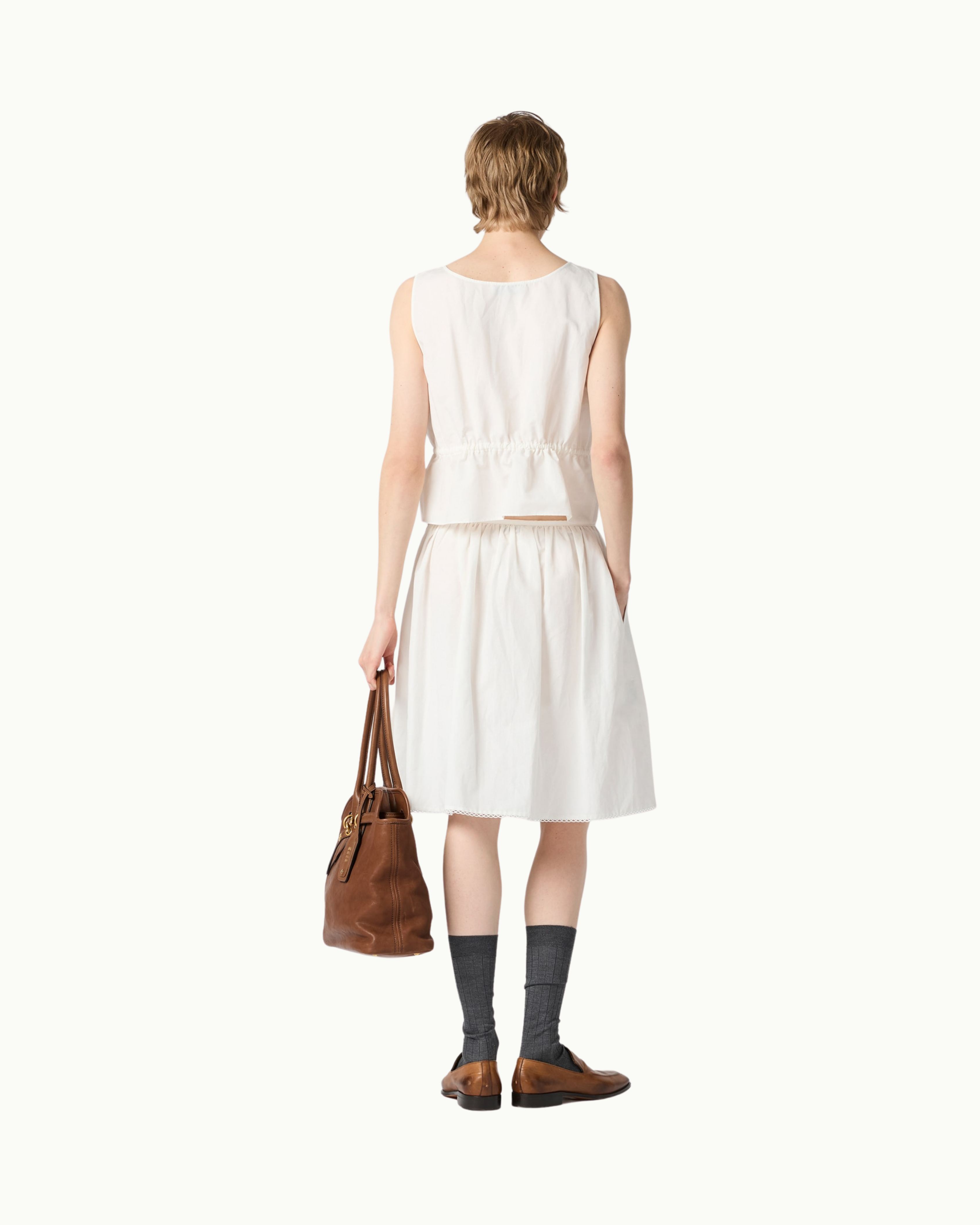 Slubbed Poplin Skirt
