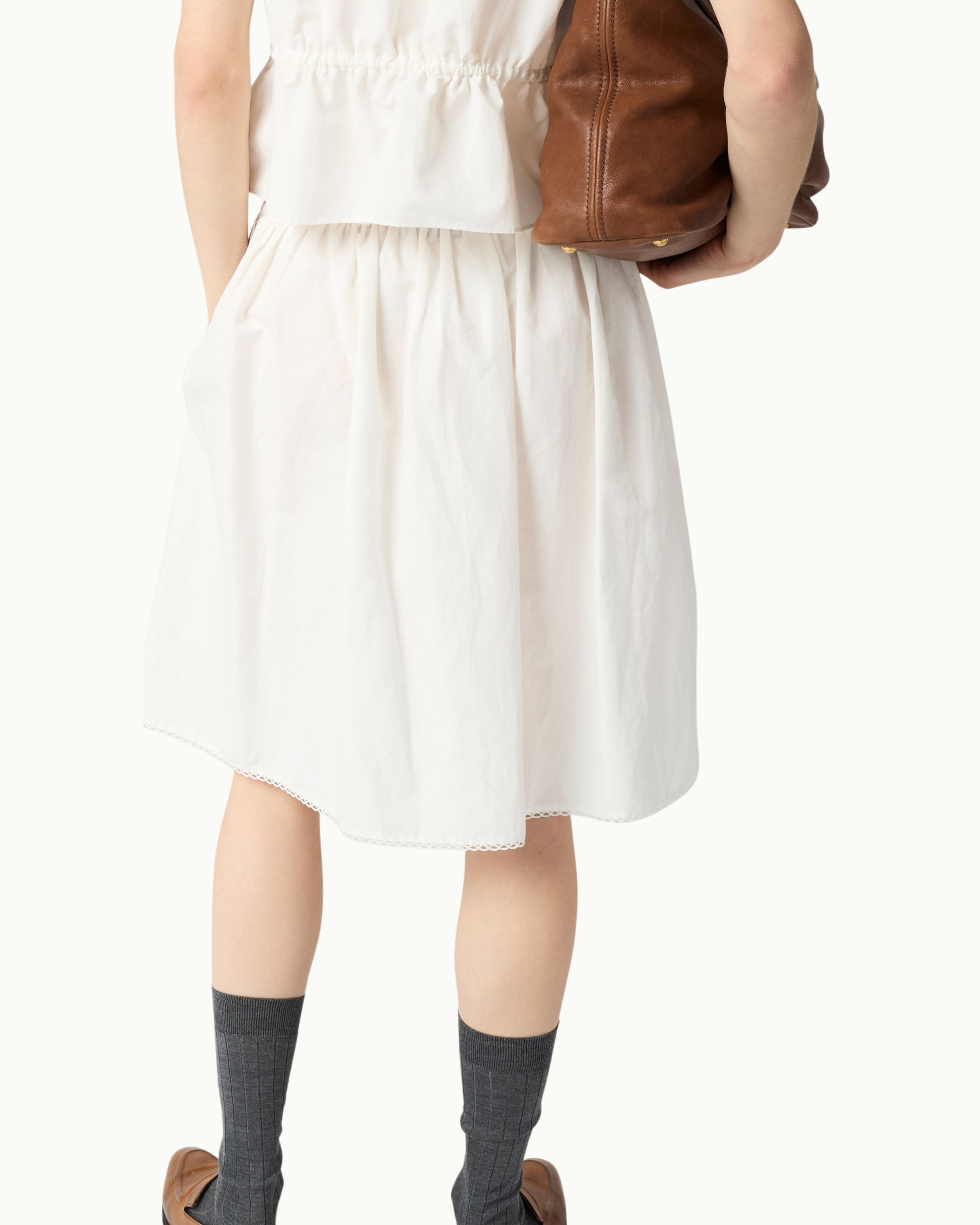 Slubbed Poplin Skirt