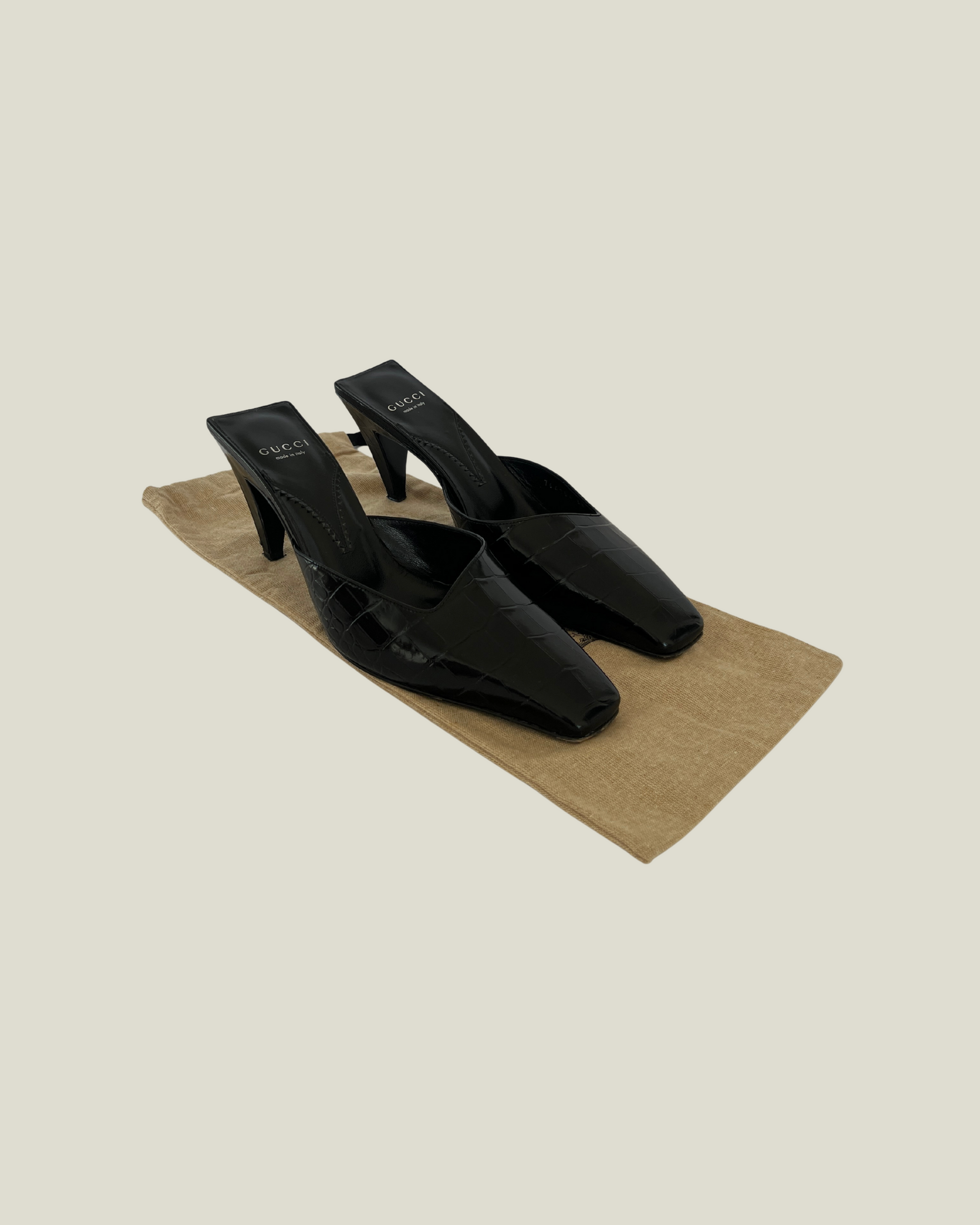 Gucci Mallory Croc-Effect Mules