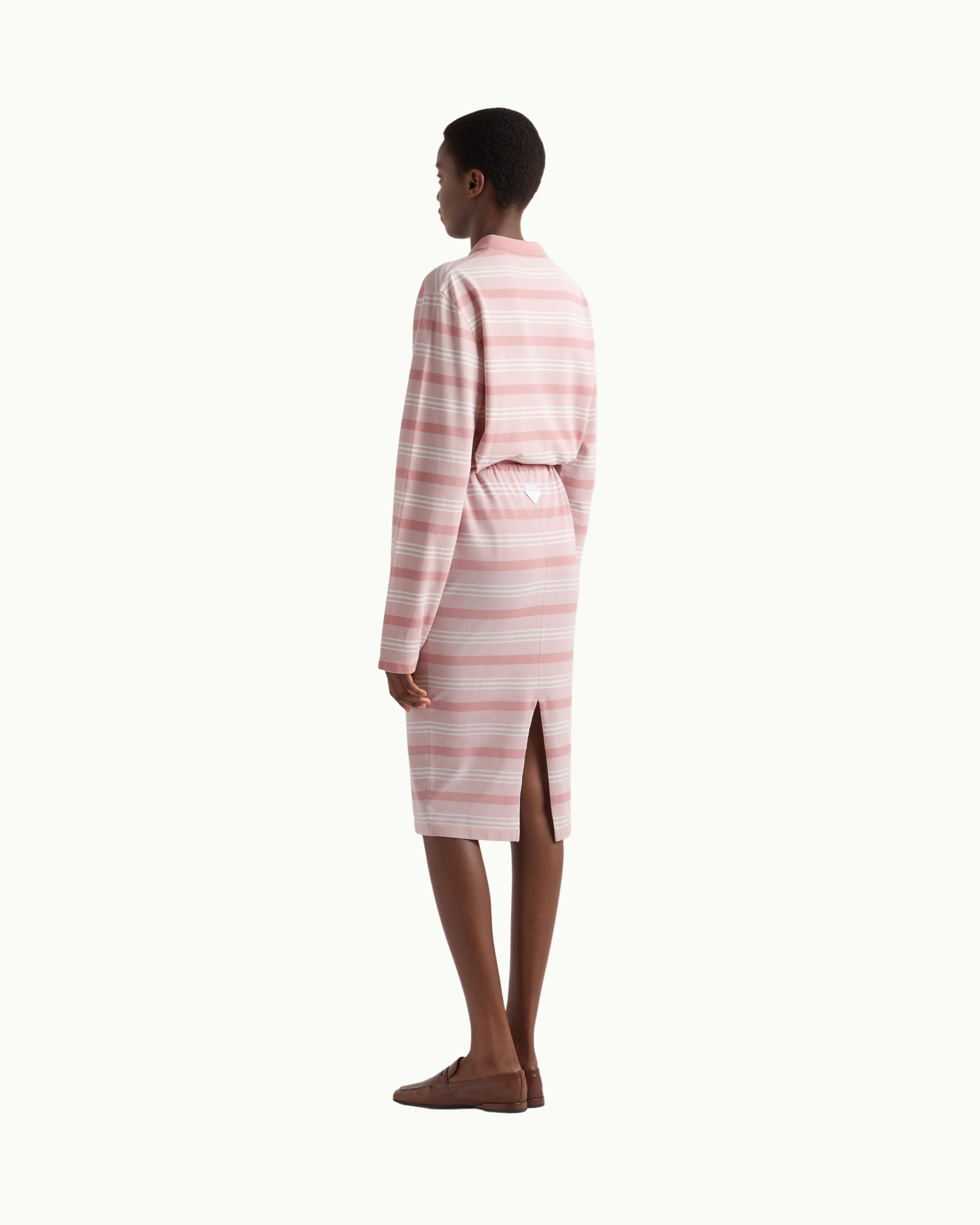 Long-Sleeved Striped Piqué Polo Shirt