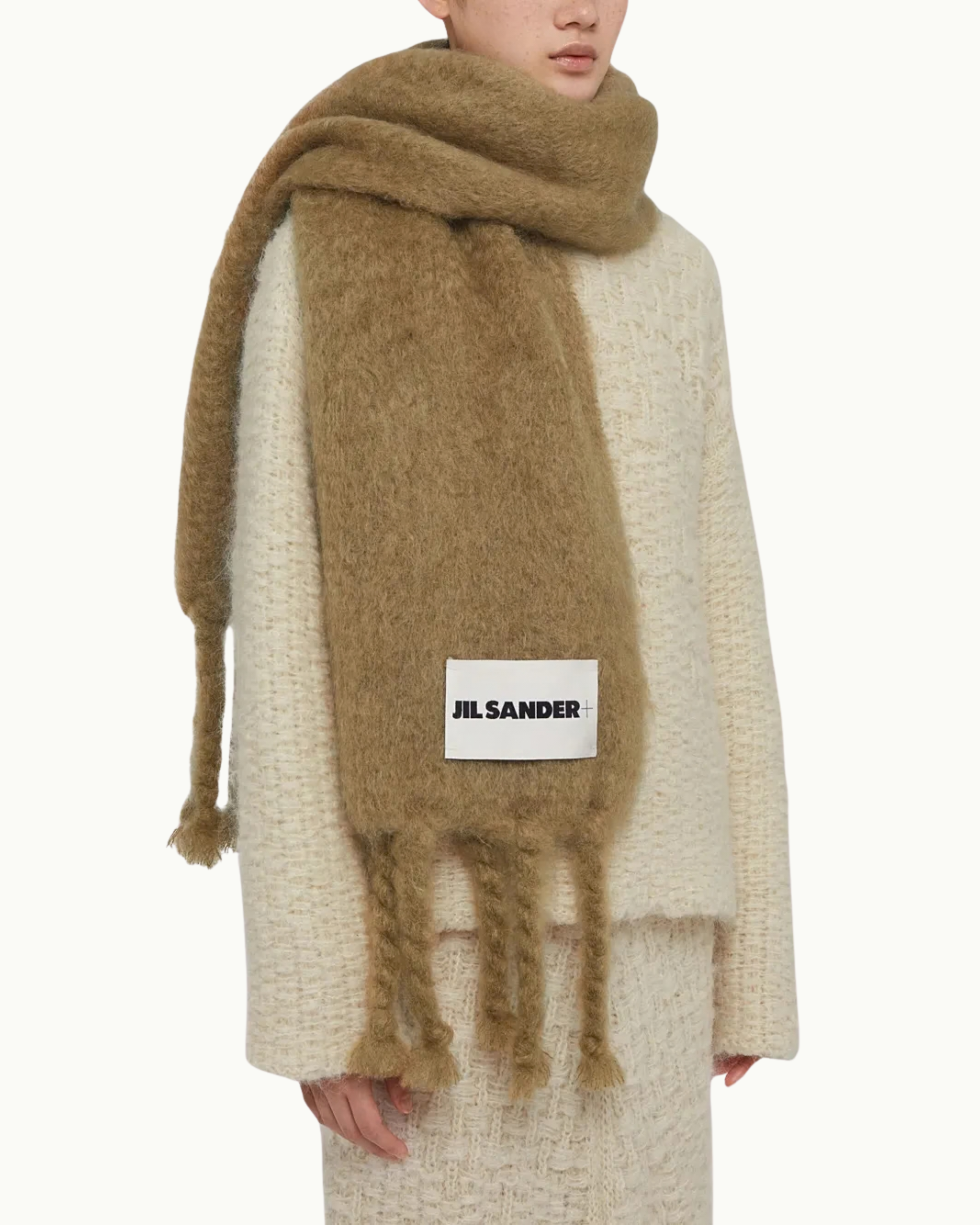 Wide Wool Blend Scarf