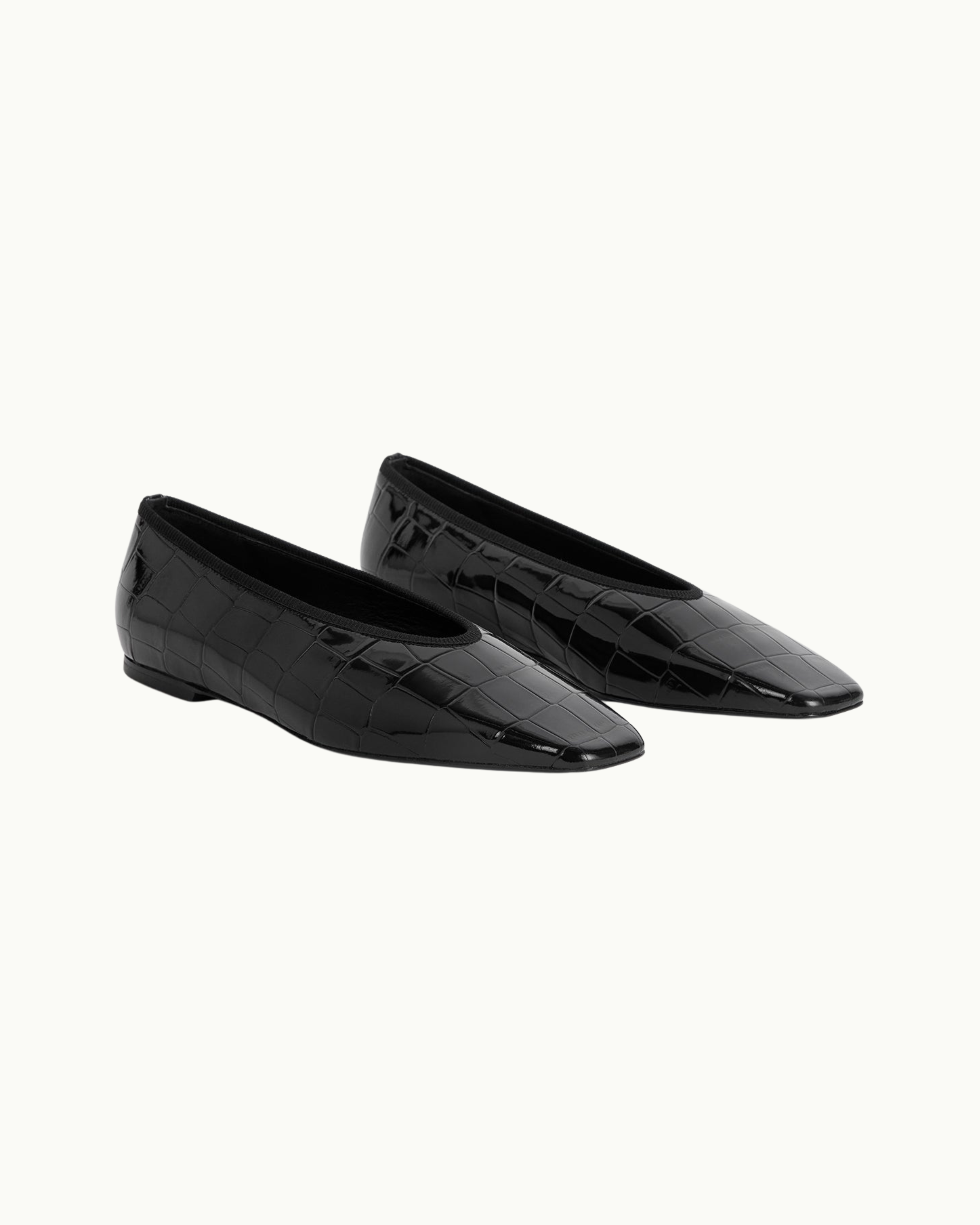 Croc-Embossed Ballet Flats