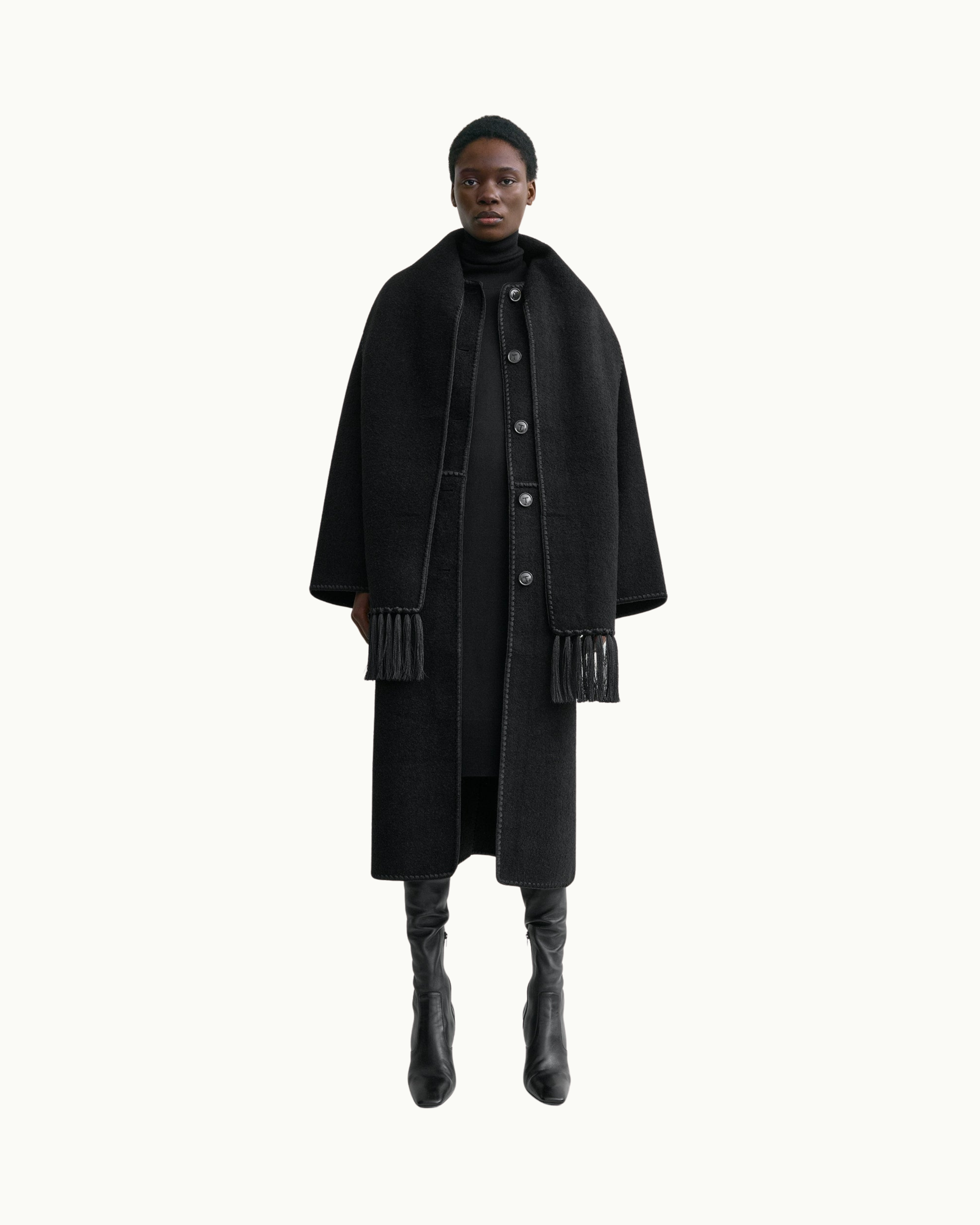 Embroidered Scarf Coat