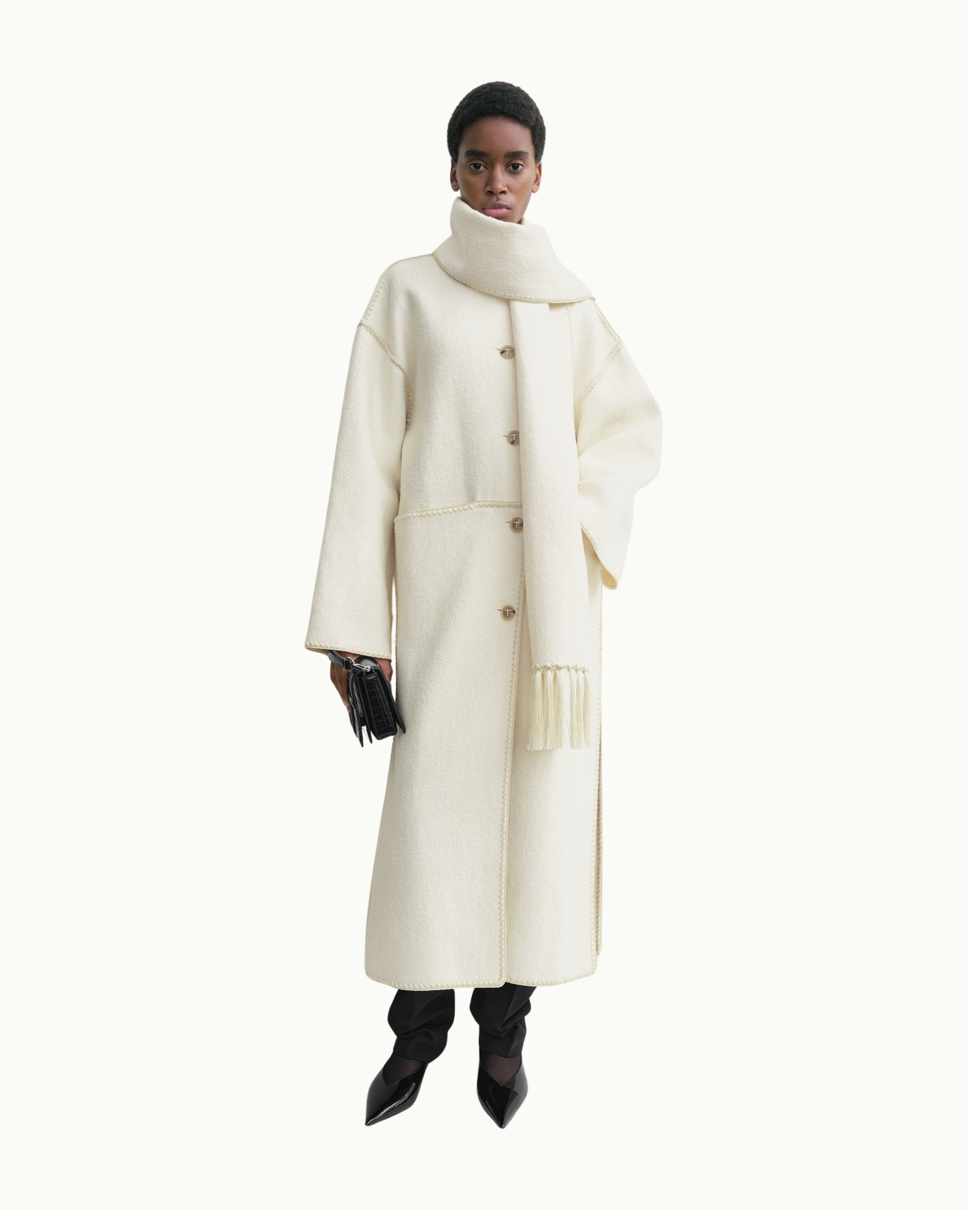 Embroidered Scarf Coat