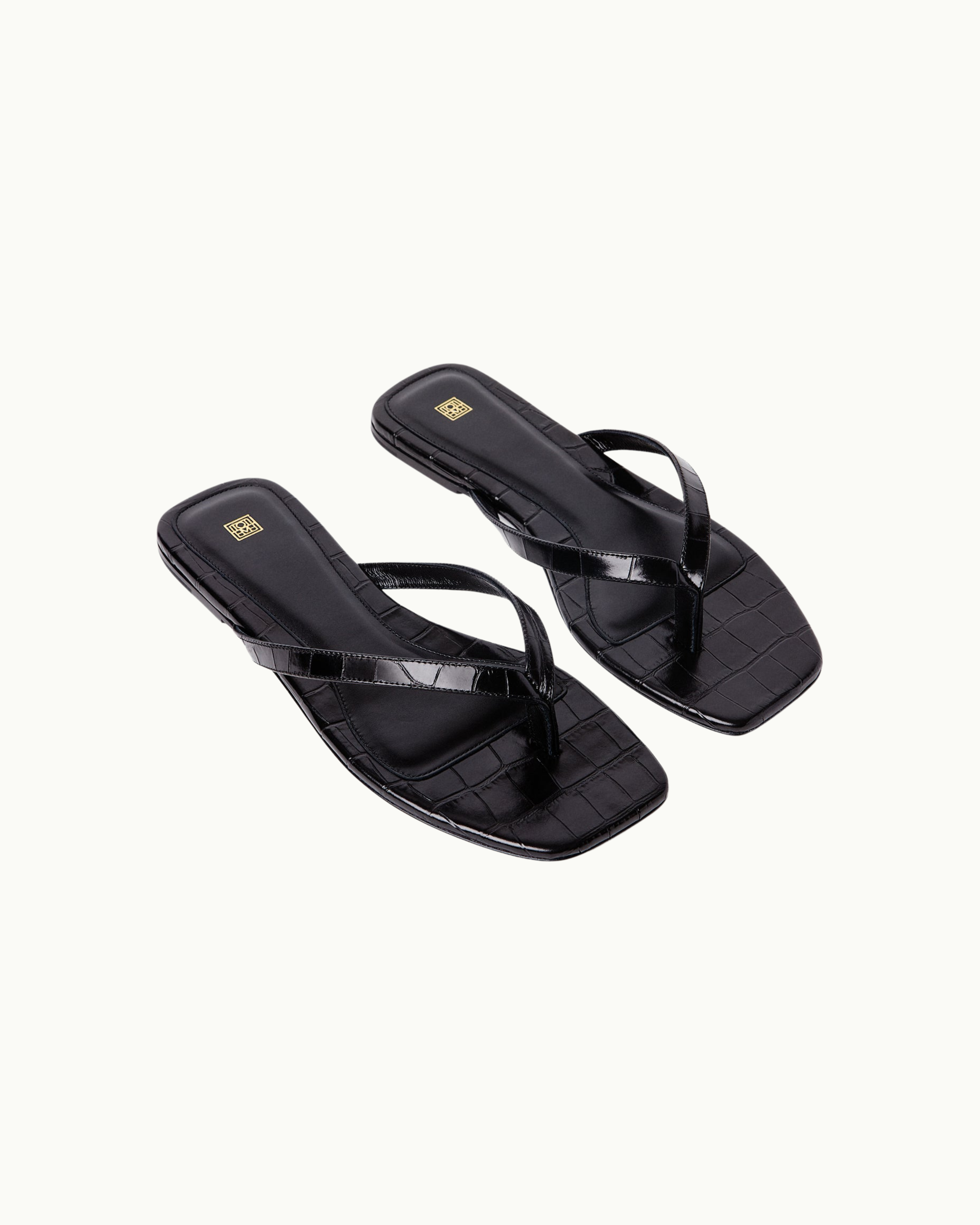 Croc-Embossed Flip Flops