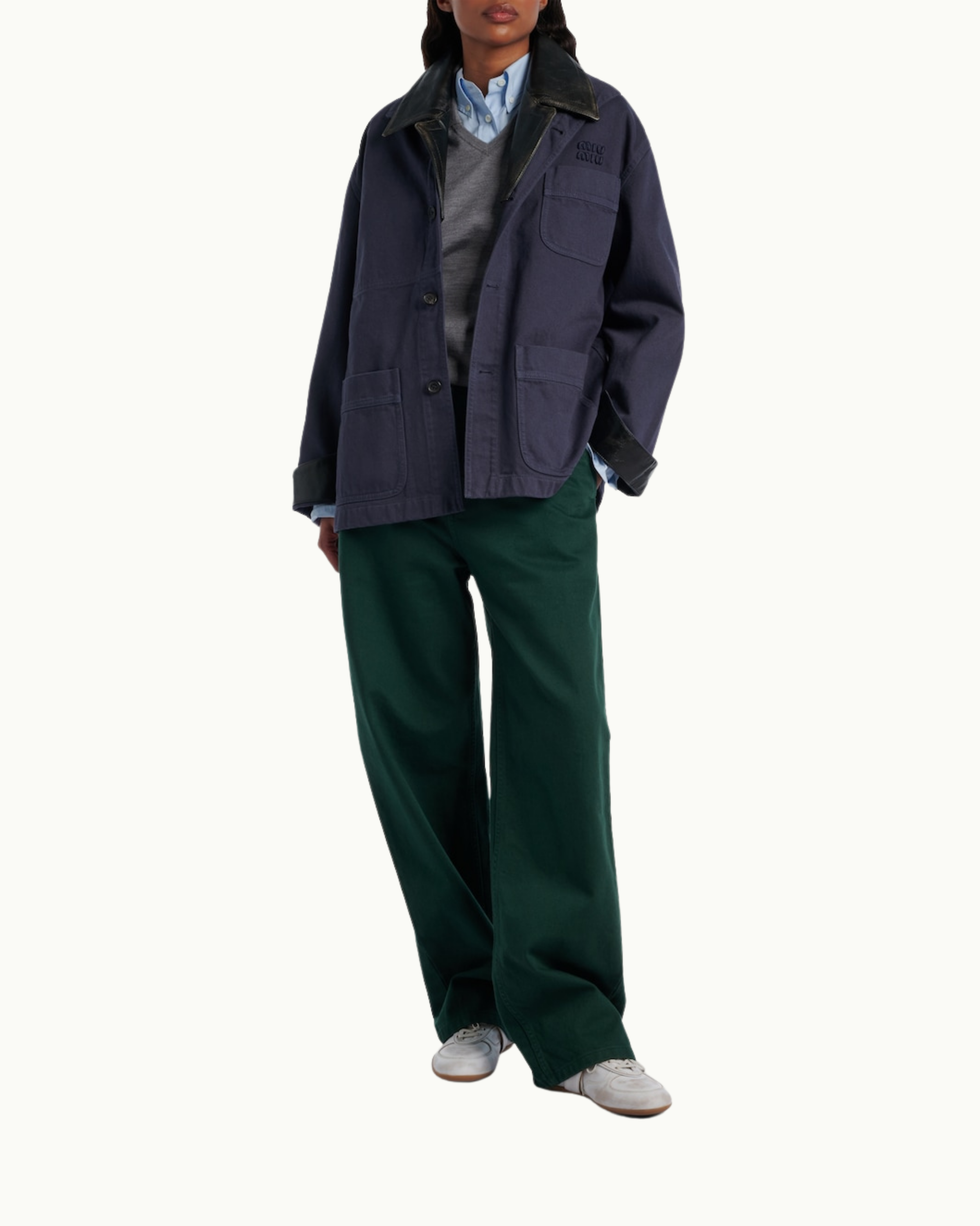 Gabardine and Leather Jacket