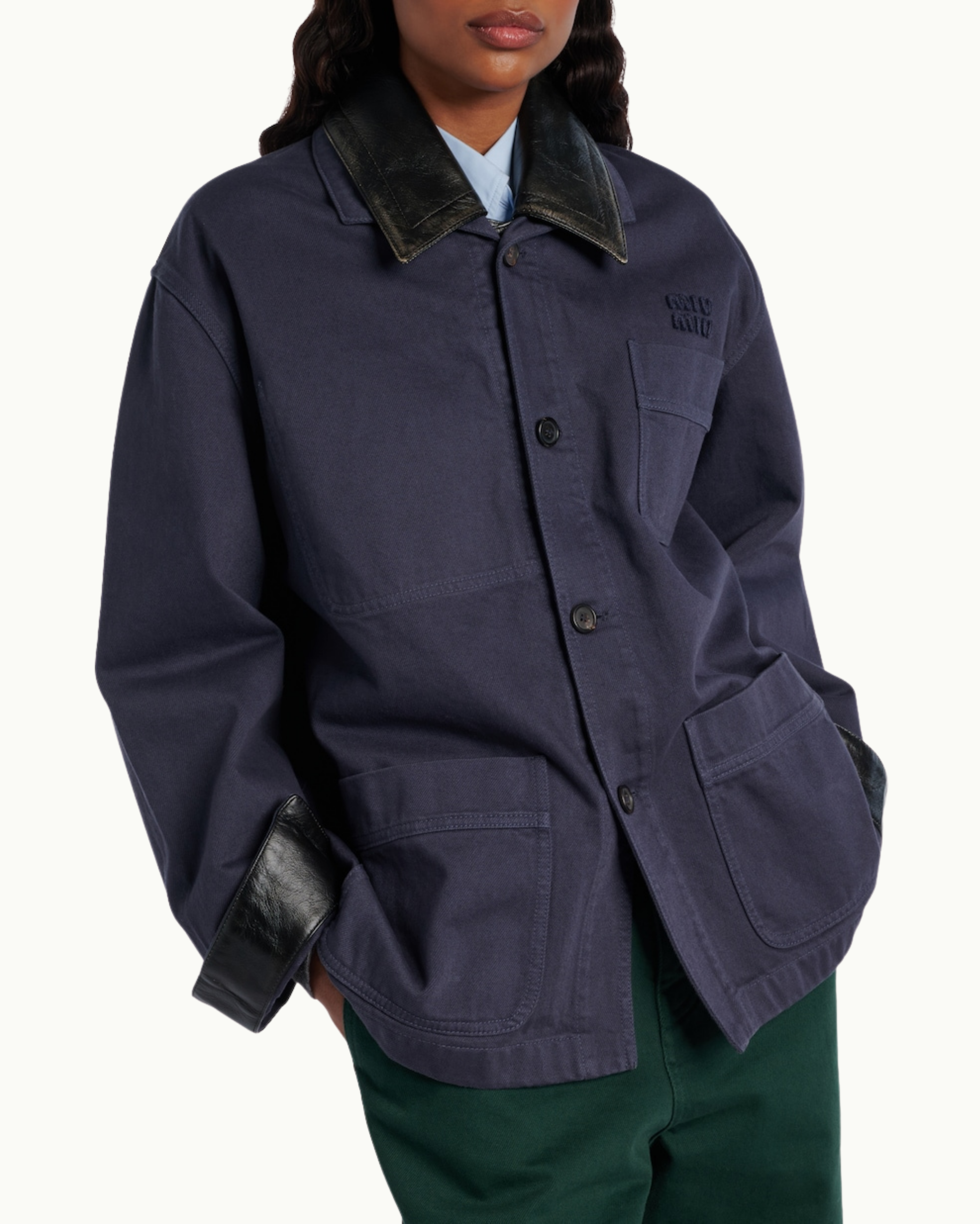 Gabardine and Leather Jacket