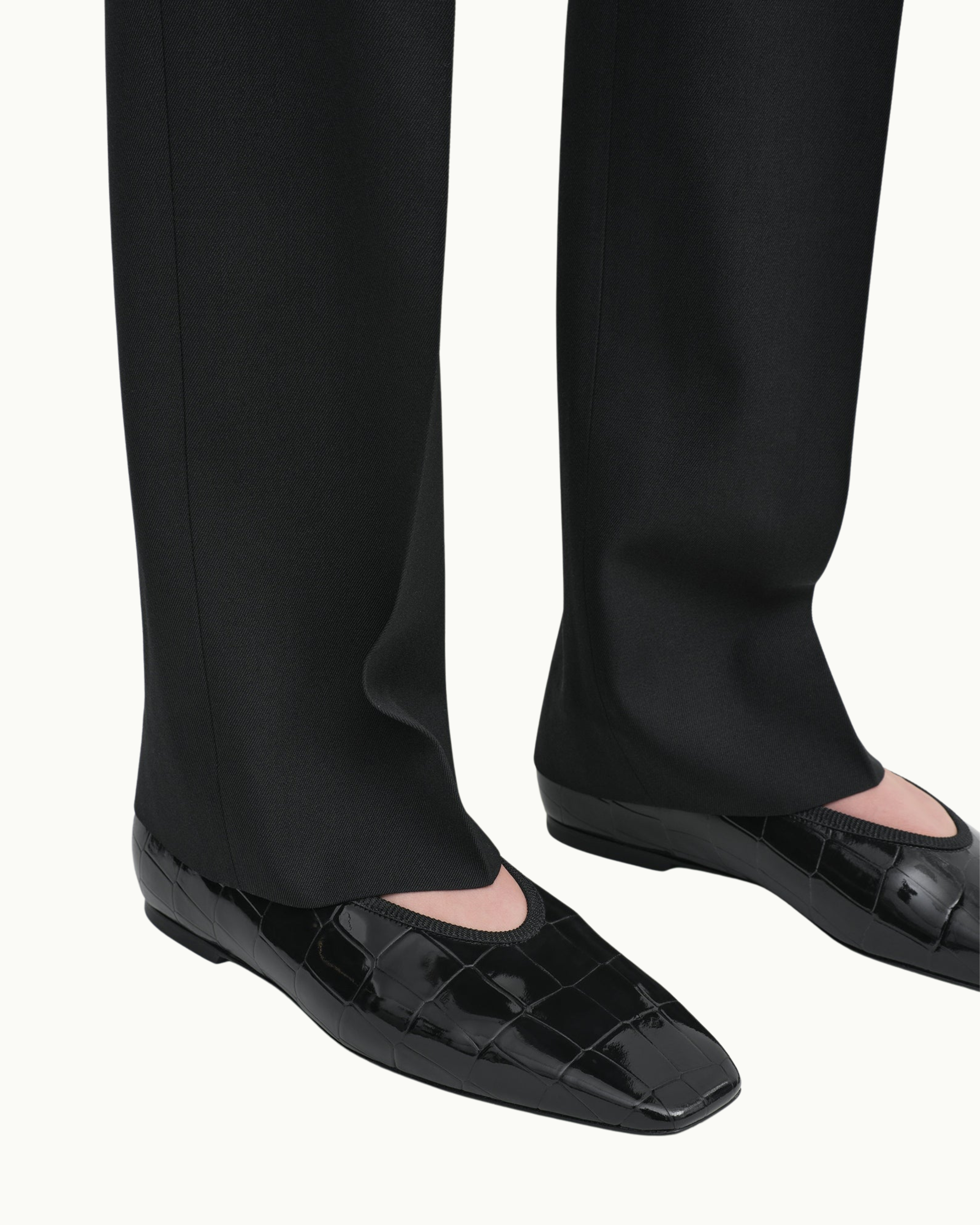 Croc-Embossed Ballet Flats