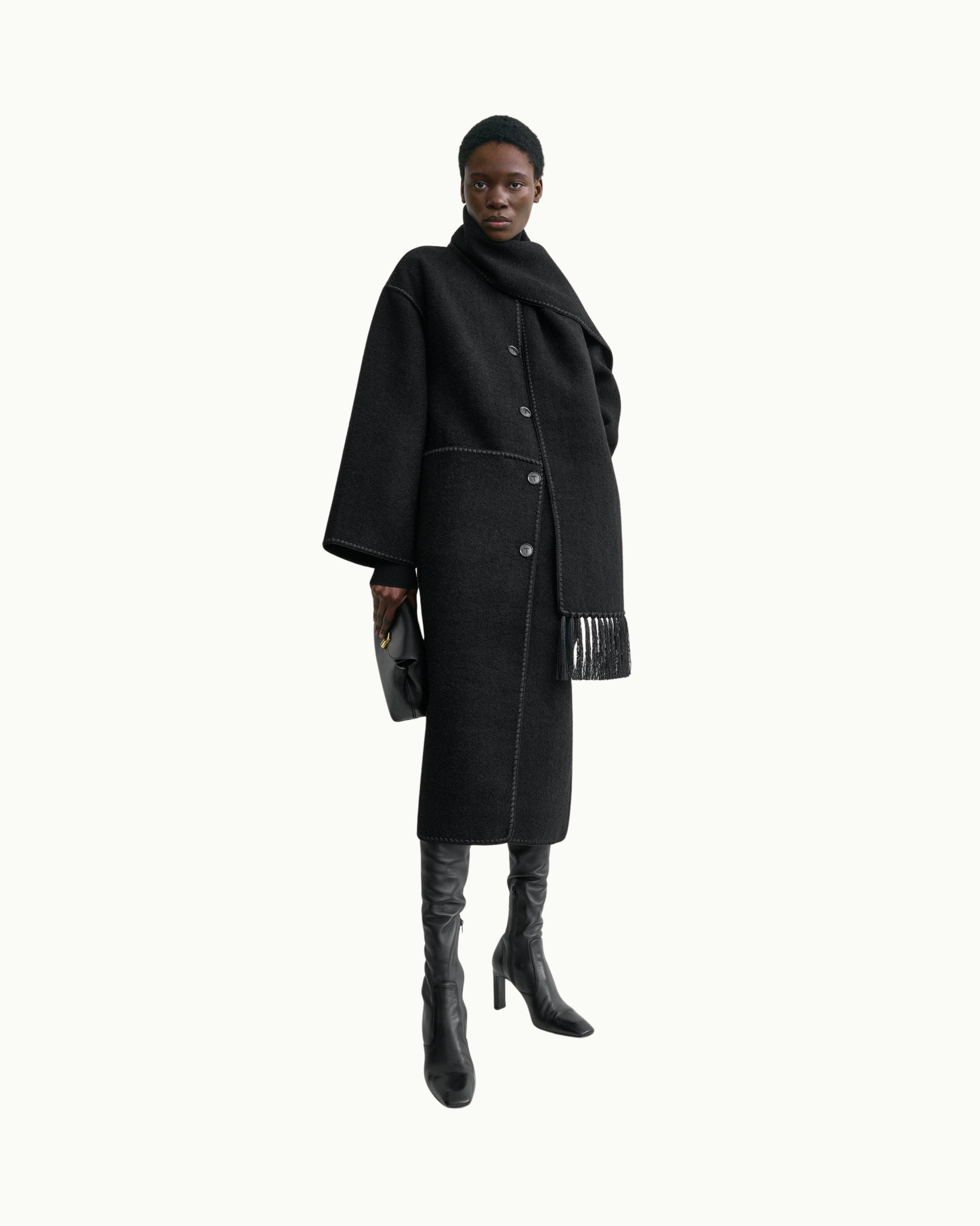 Embroidered Scarf Coat