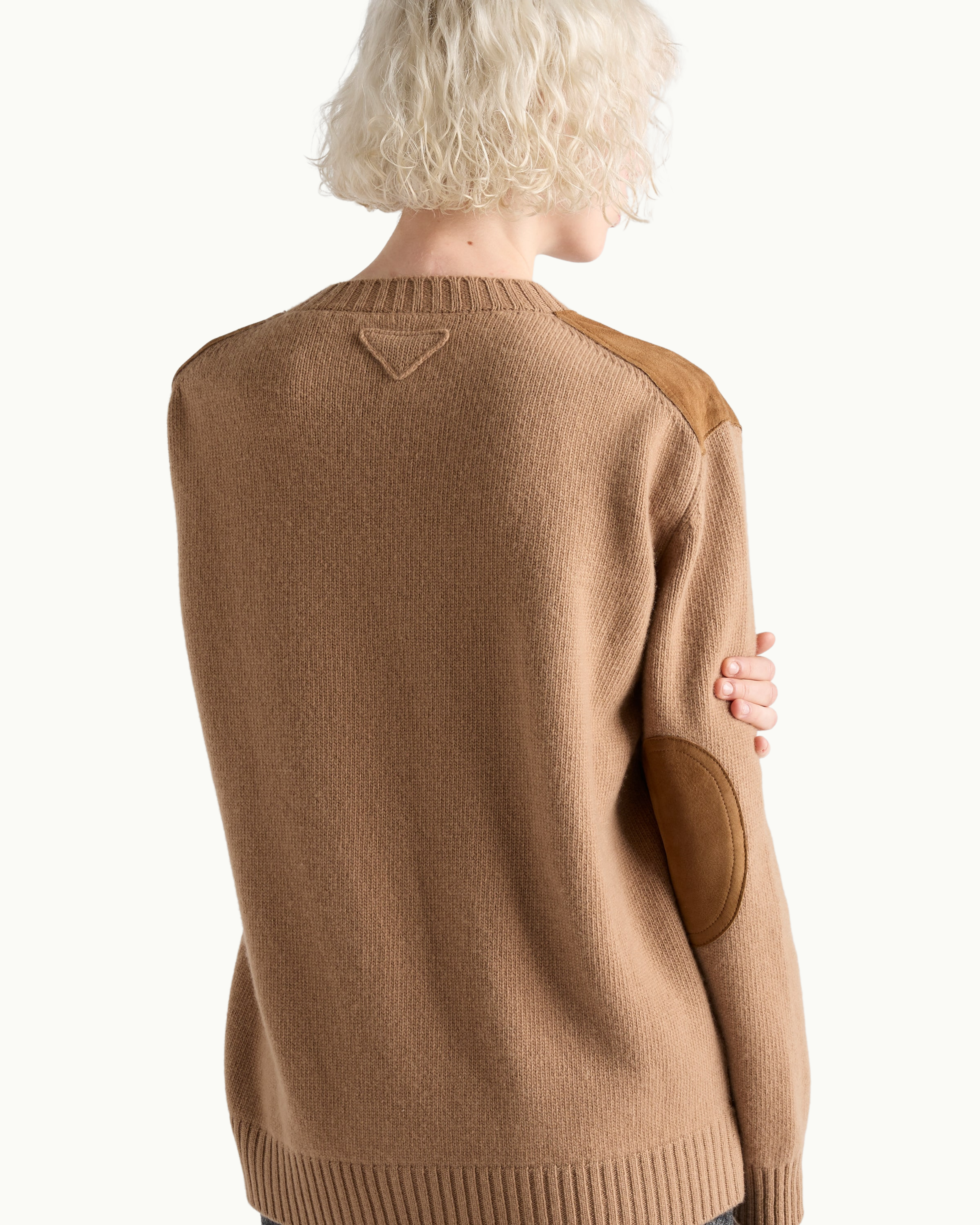 Cashmere, Wool and Suede Sweater