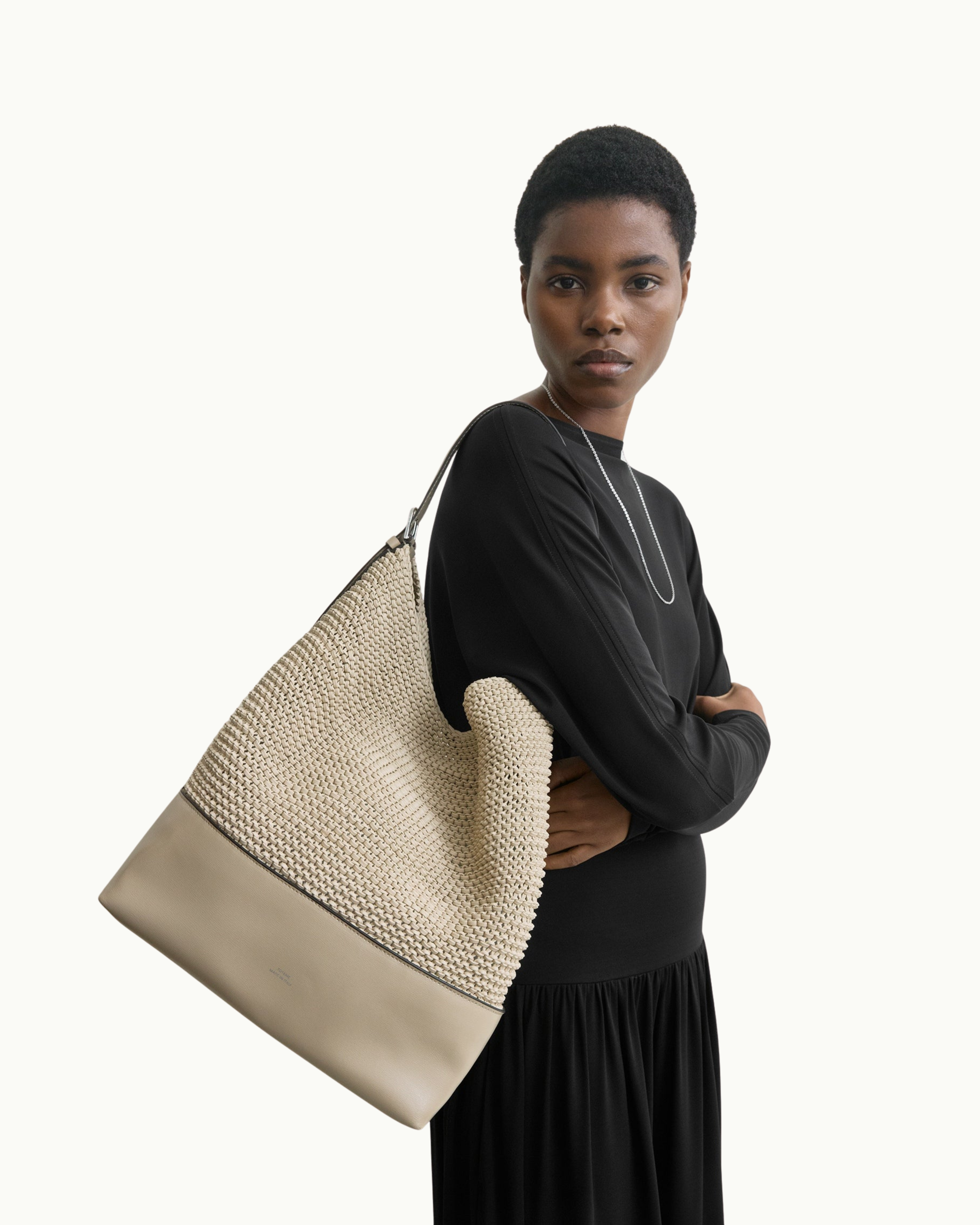 Belted Woven Leather Tote