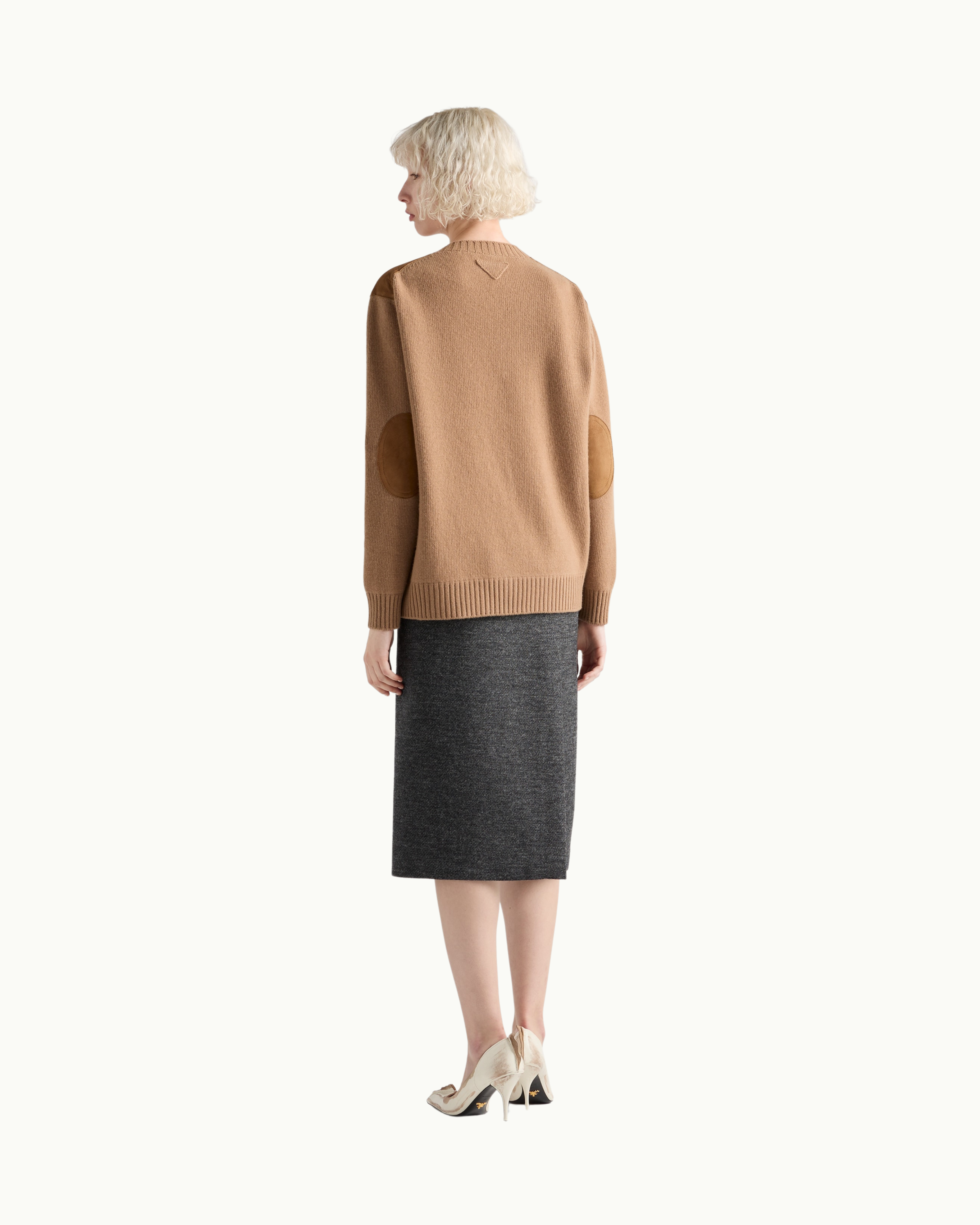 Cashmere, Wool and Suede Sweater