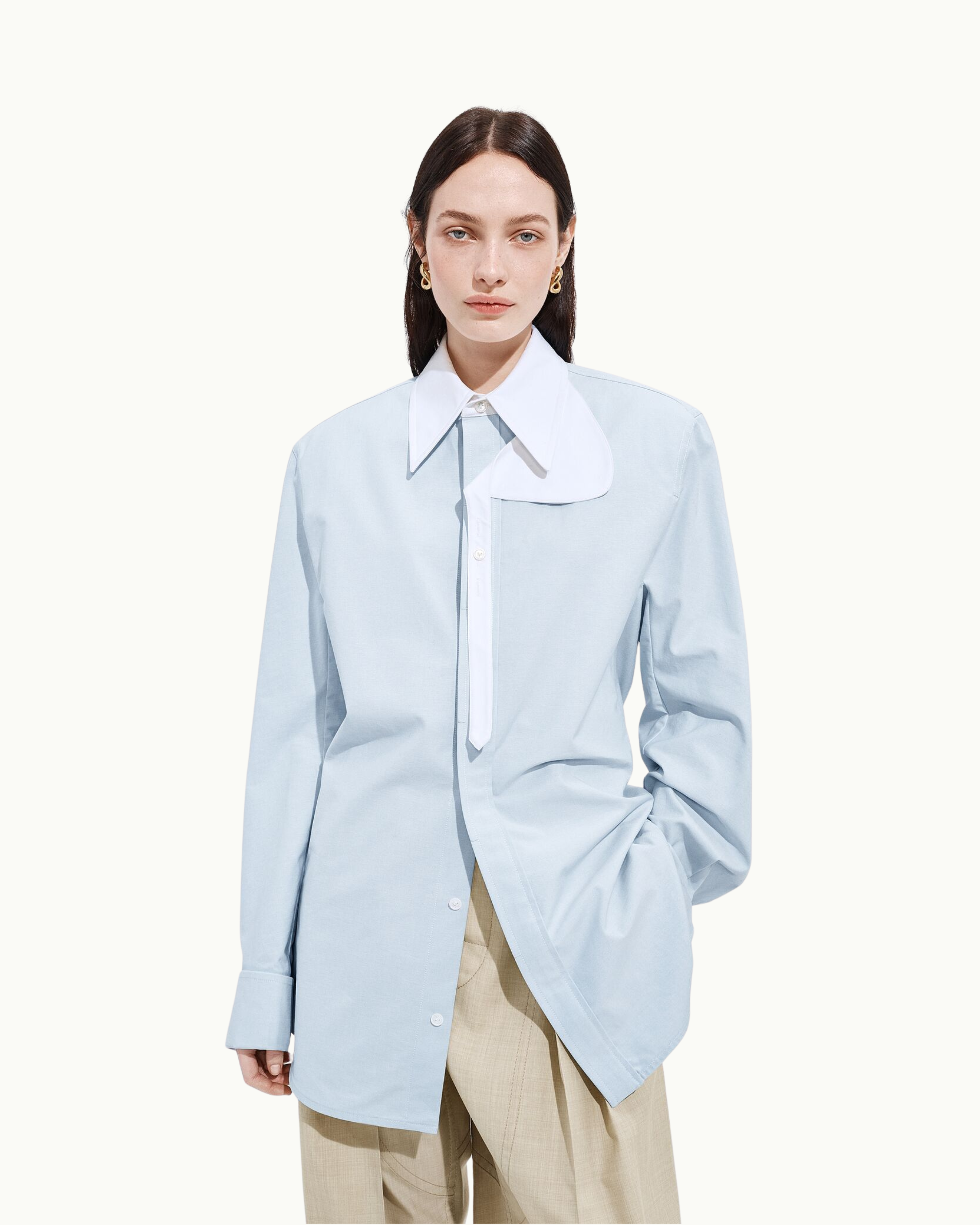 Cotton Oxford Belted Shirt