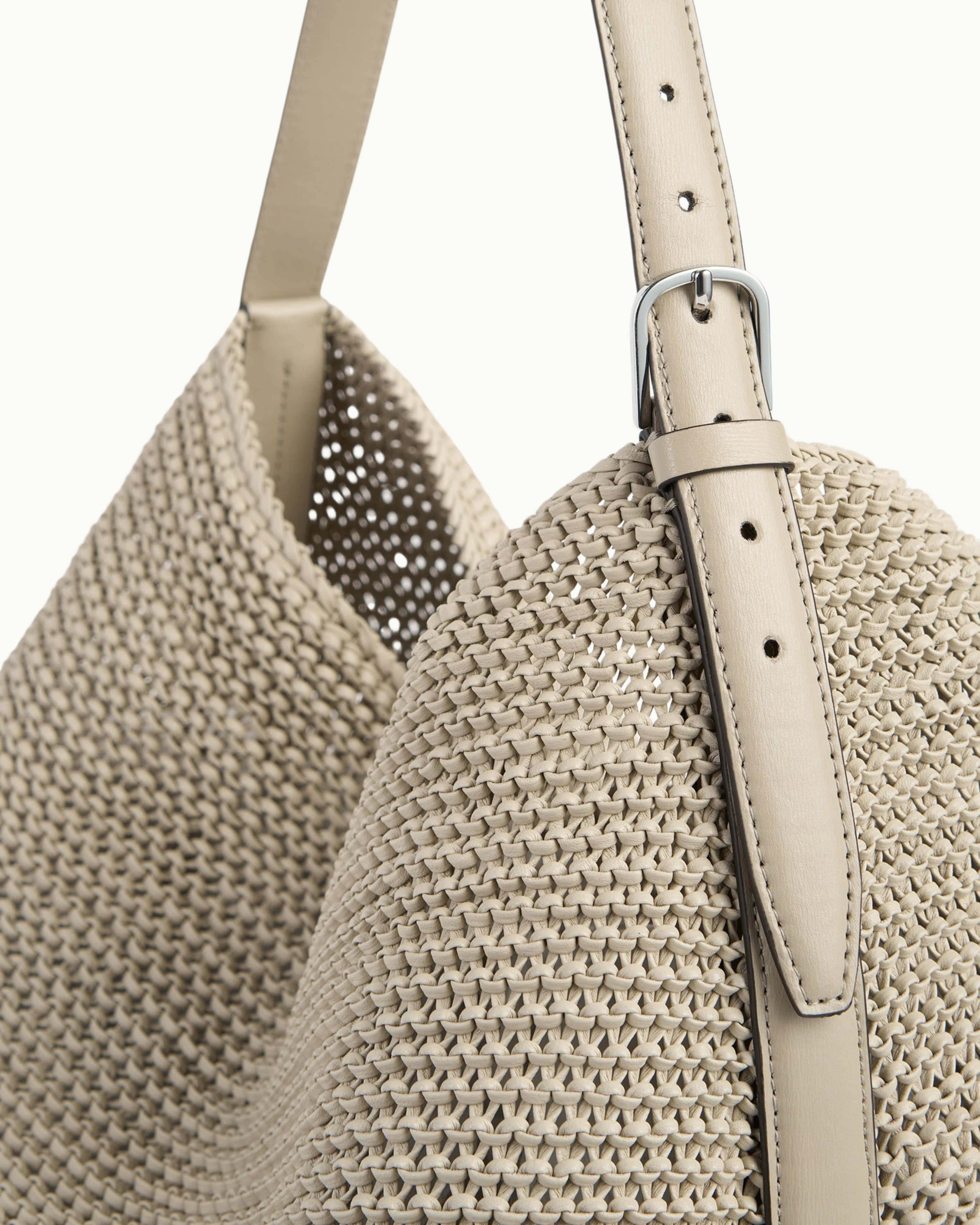 Belted Woven Leather Tote