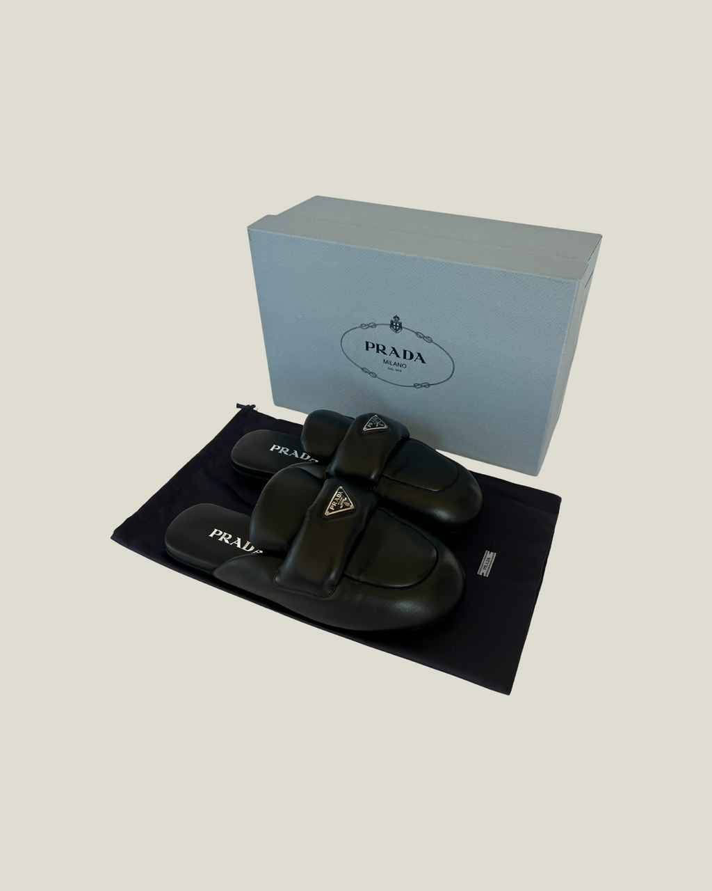 Prada Soft Padded Nappa Leather Sabots