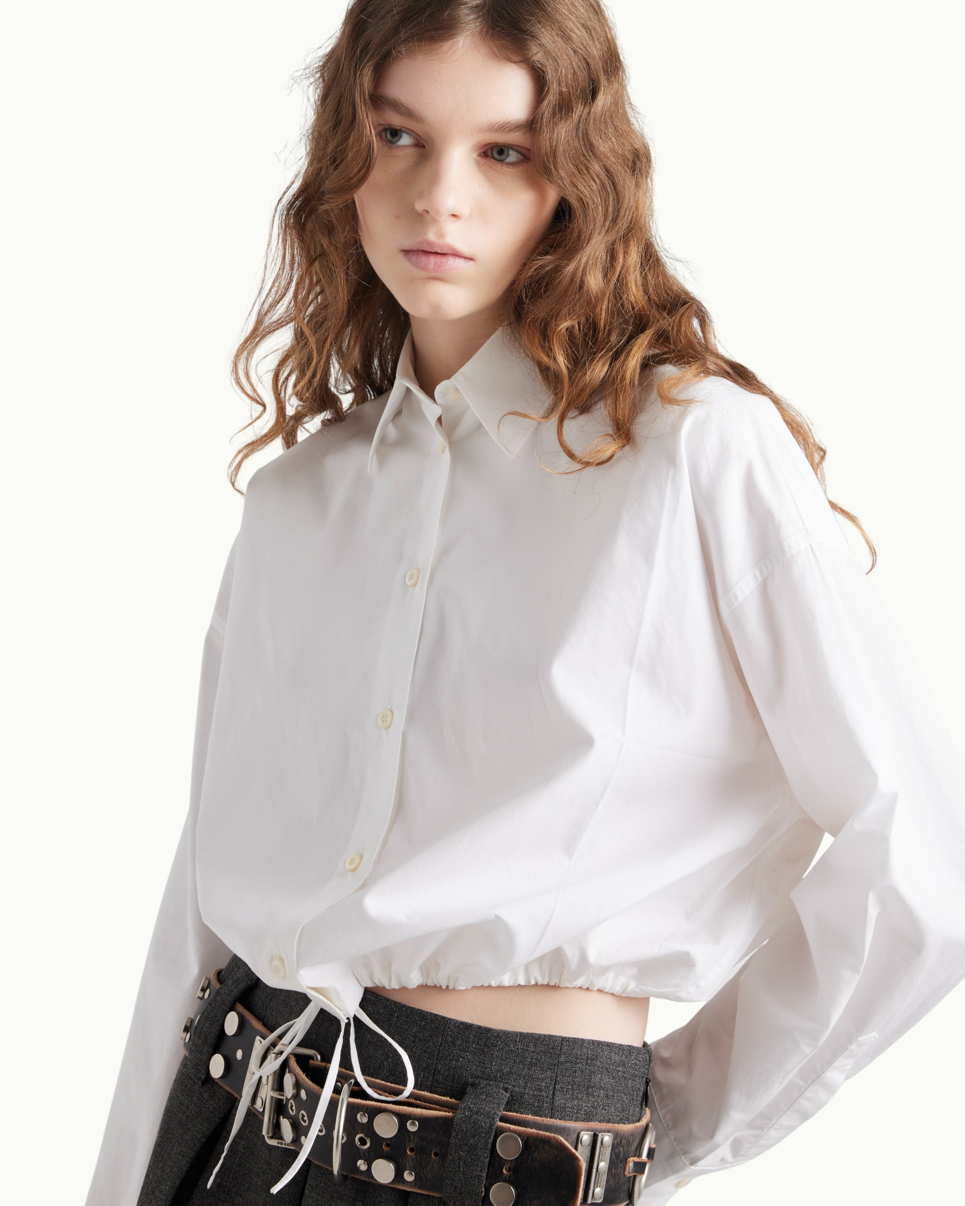 Drawstring Poplin Shirt
