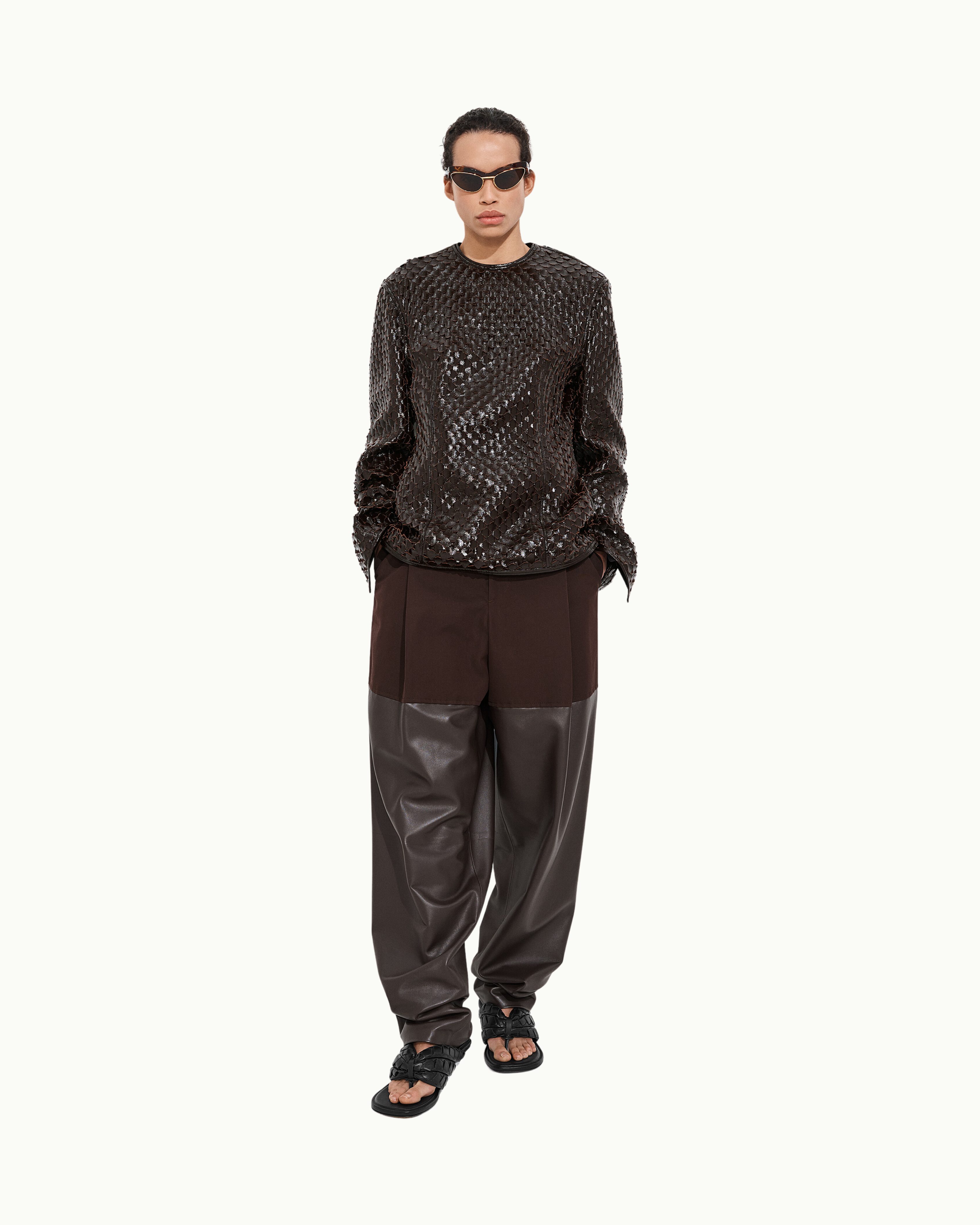 Cotton and Leather Pants