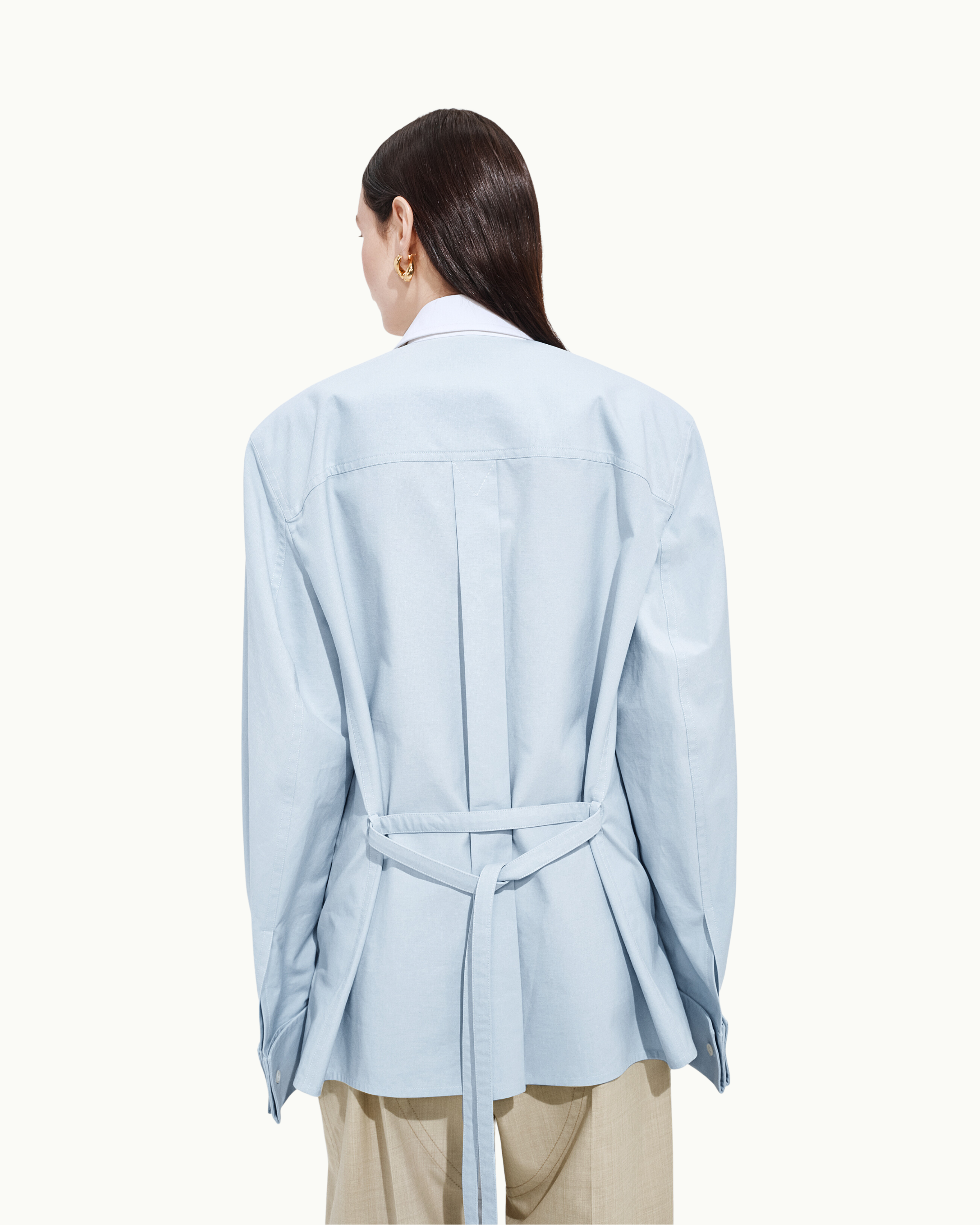 Cotton Oxford Belted Shirt