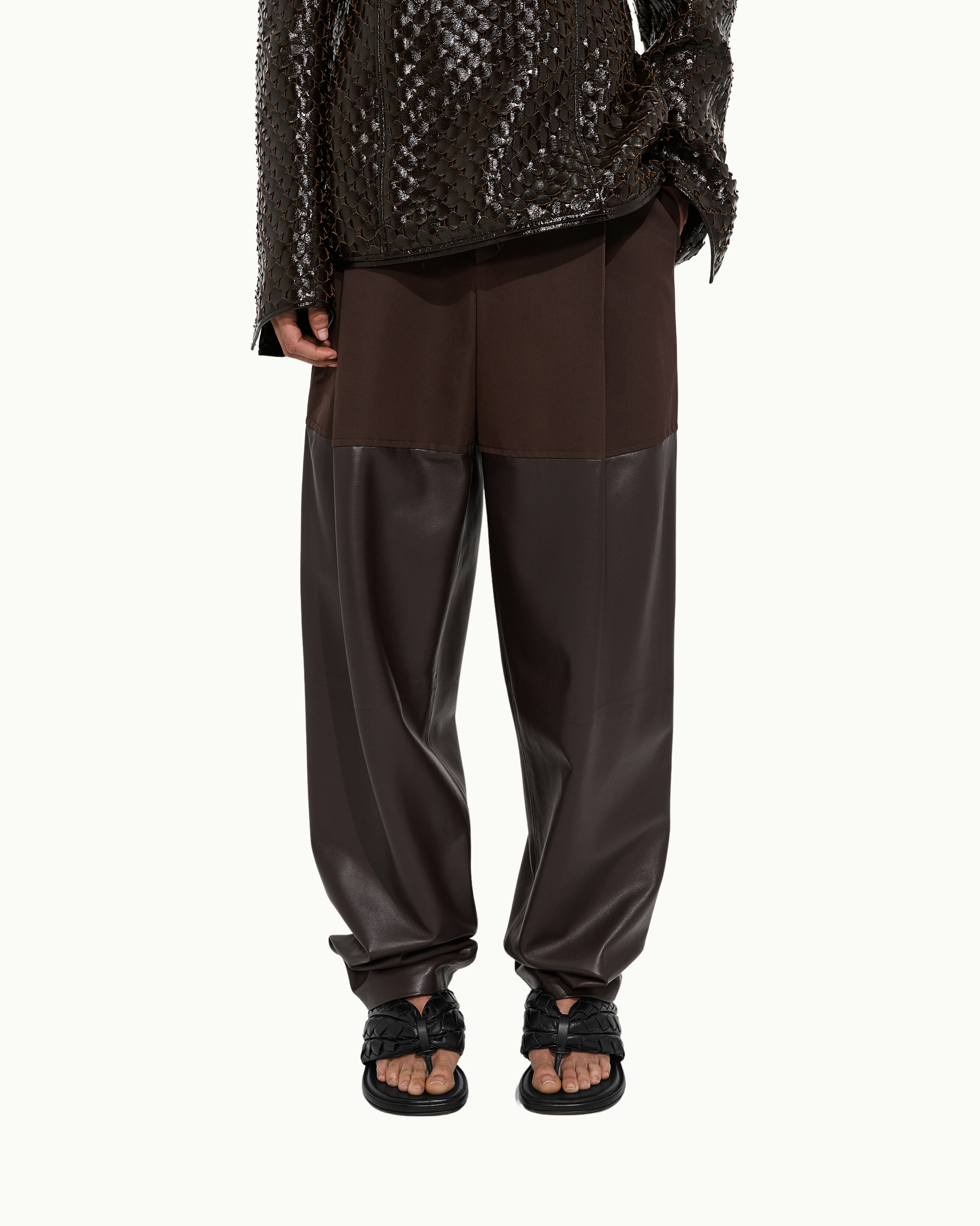 Cotton and Leather Pants