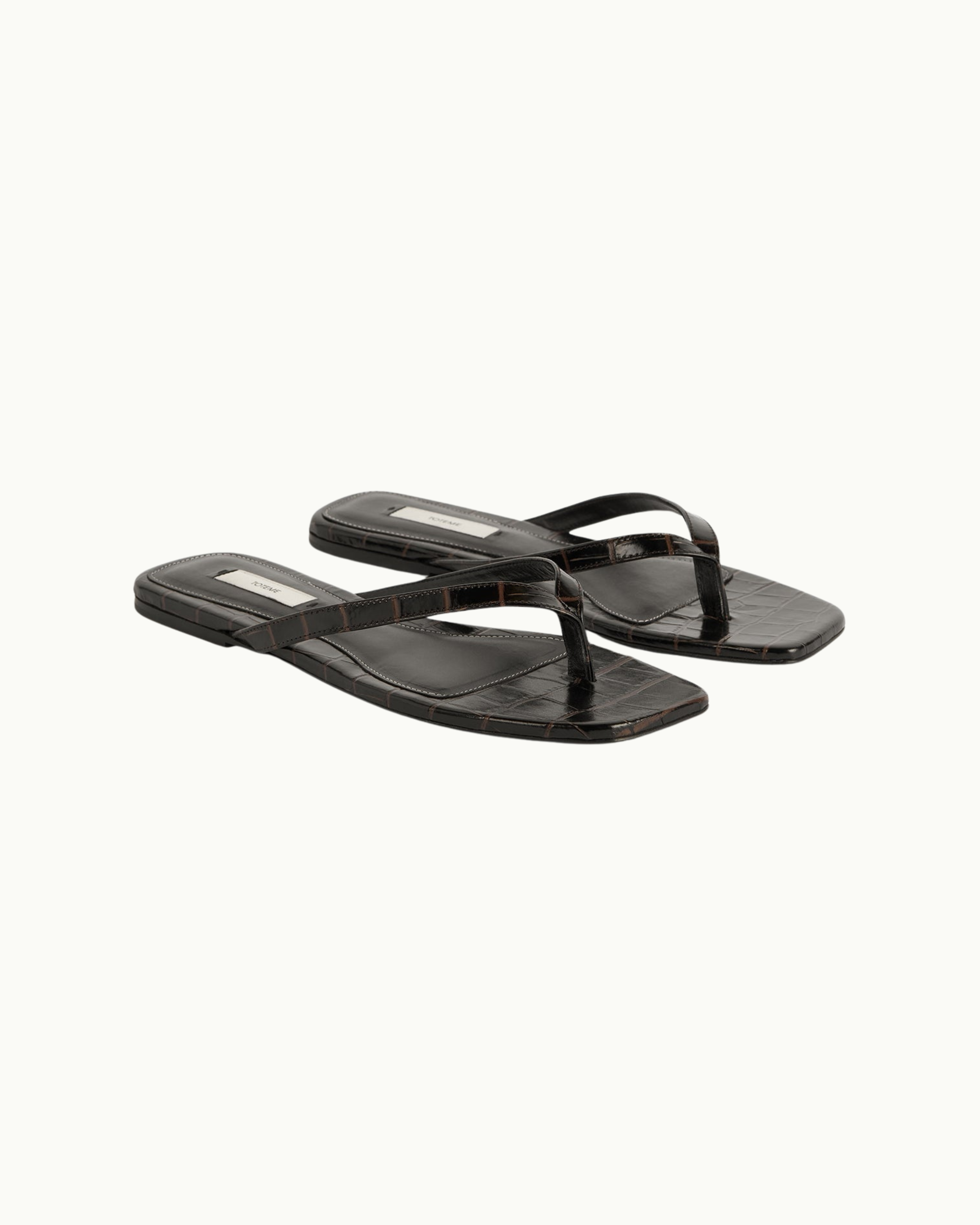 Croc-Embossed Flip Flops