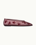 Embroidered Mesh Ballet Flats