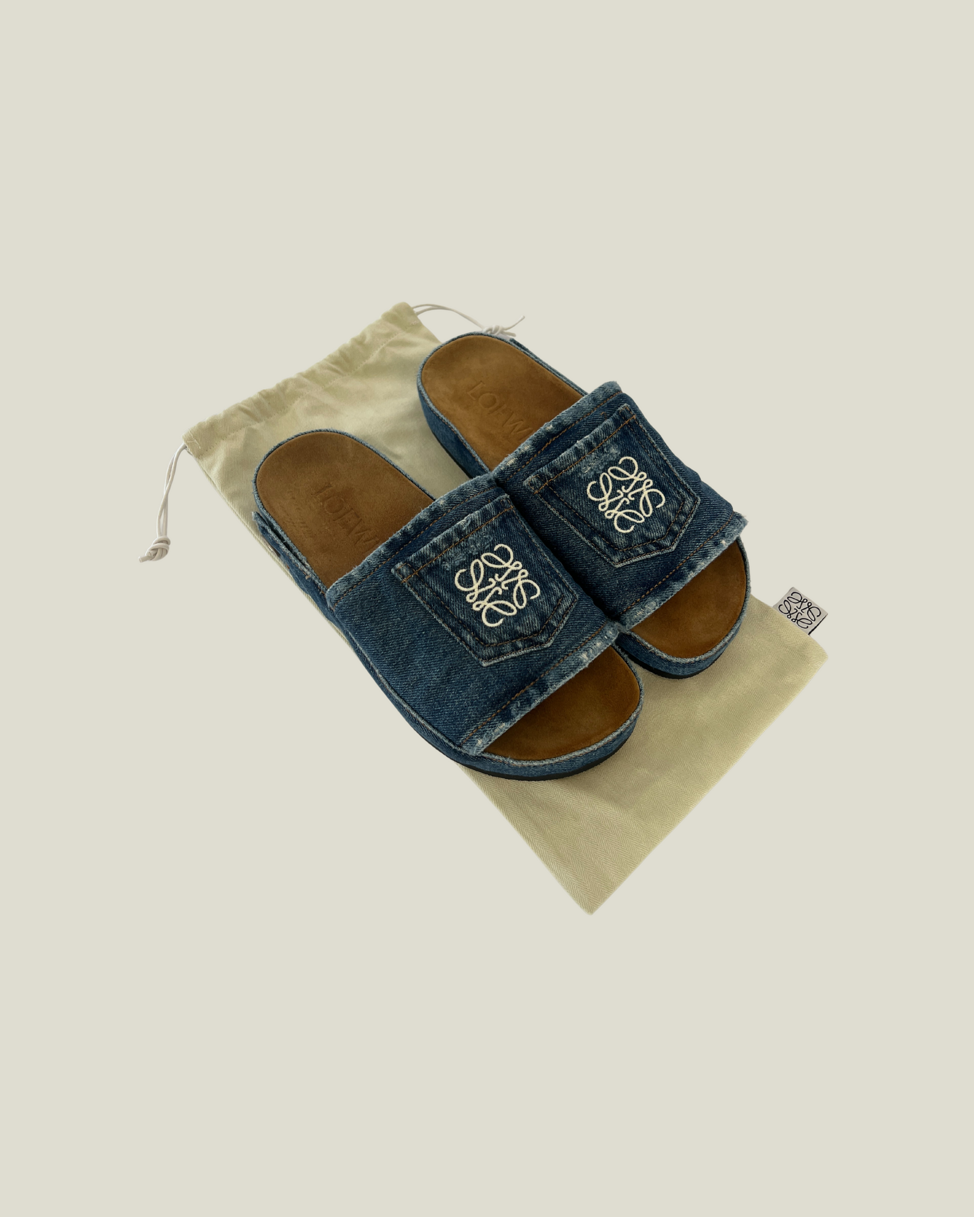 Loewe Destroyed Denim Slides